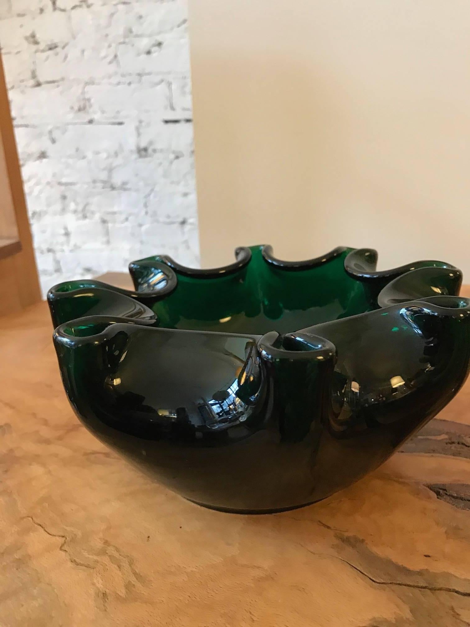 Murano Sommerso Italian Art Glass Centerpiece Bowl 4