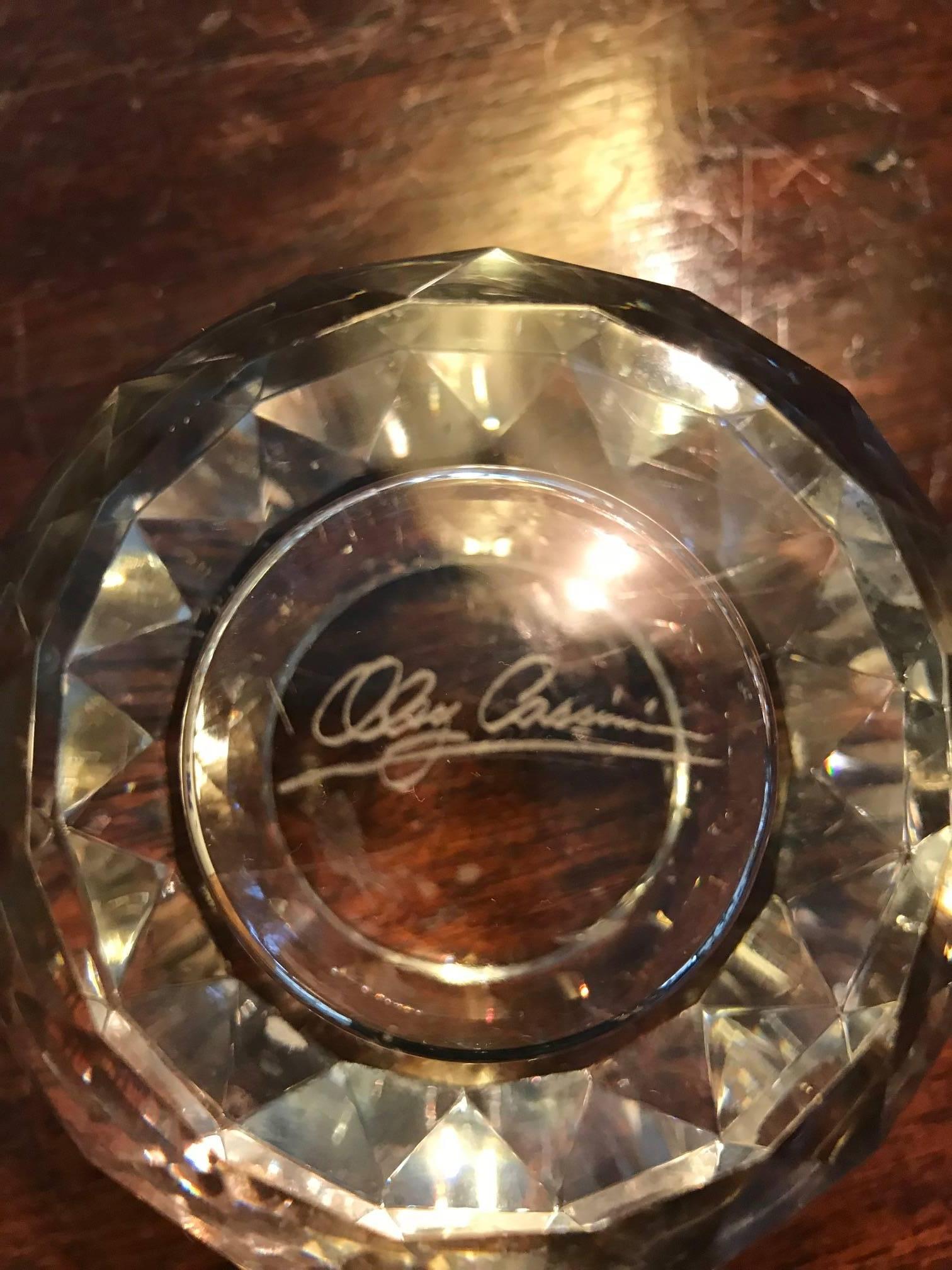 Cut Glass Pair of Oleg Cassini Midcentury Crystal Glass Votives Candleholders
