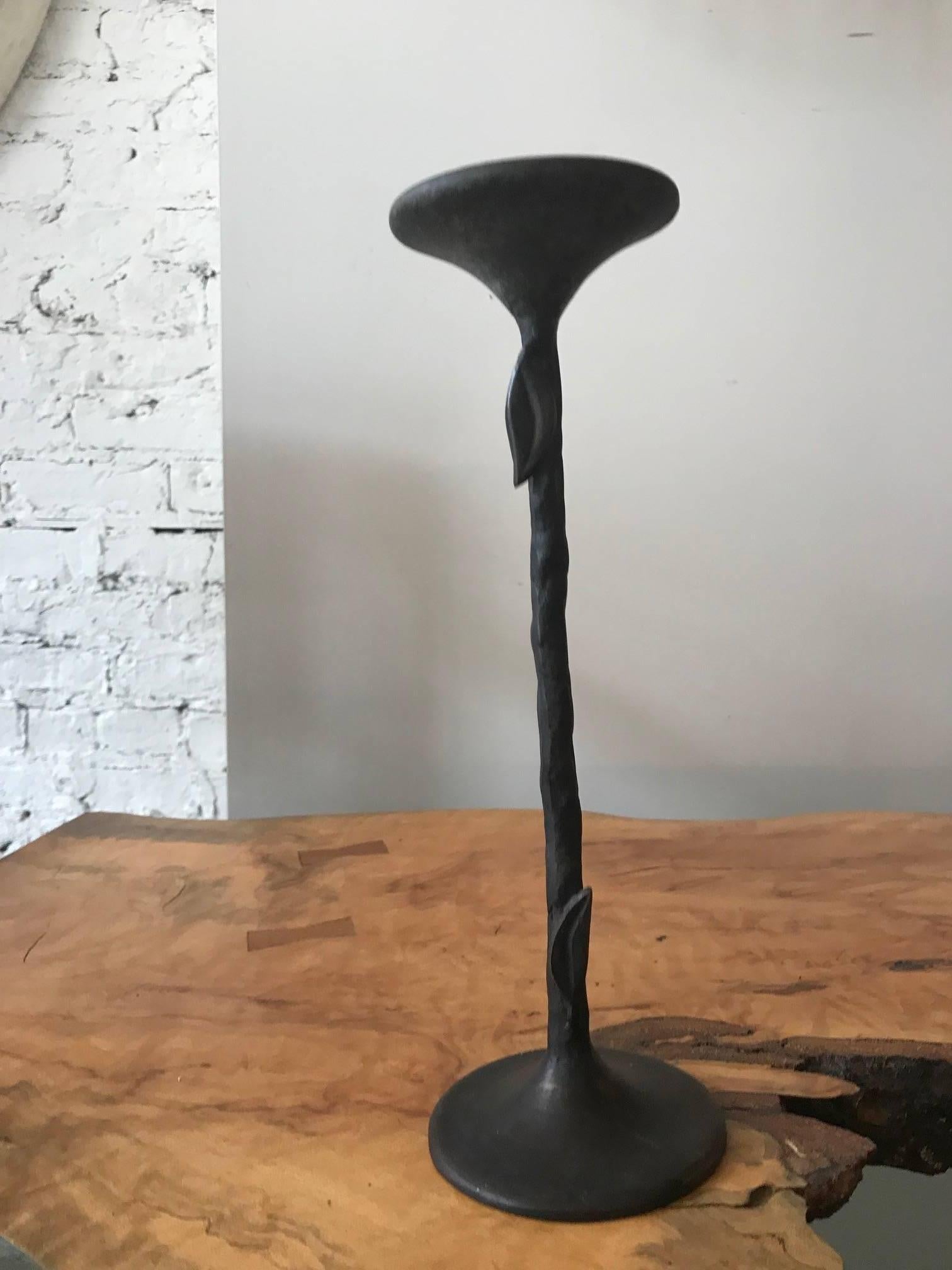 Giacometti Style Hand-Wrought Bronze Candleholder For Sale 2