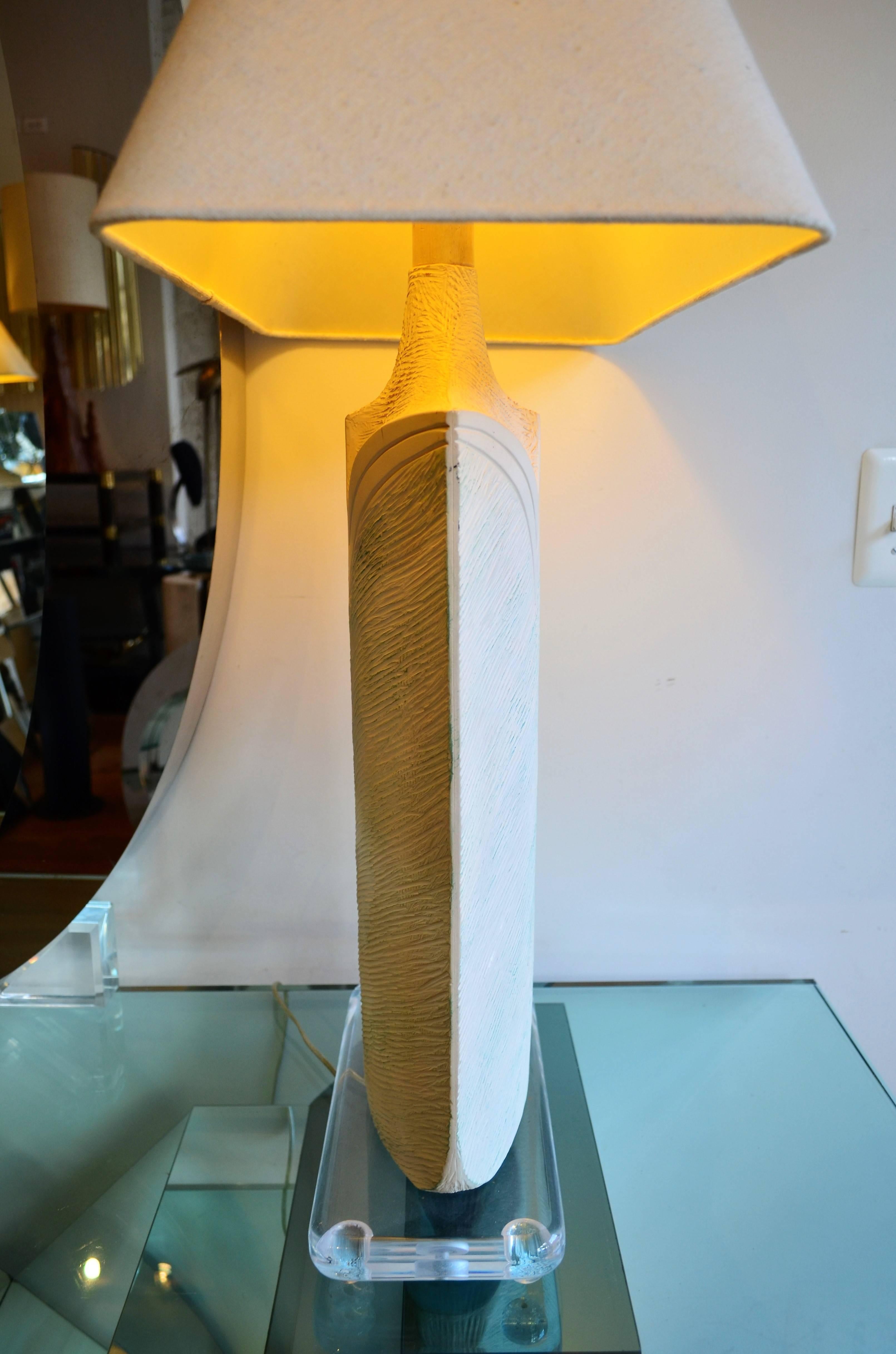 Large Plaster and Lucite Lamp by Casual Lamps of California In Good Condition In Chicago, IL
