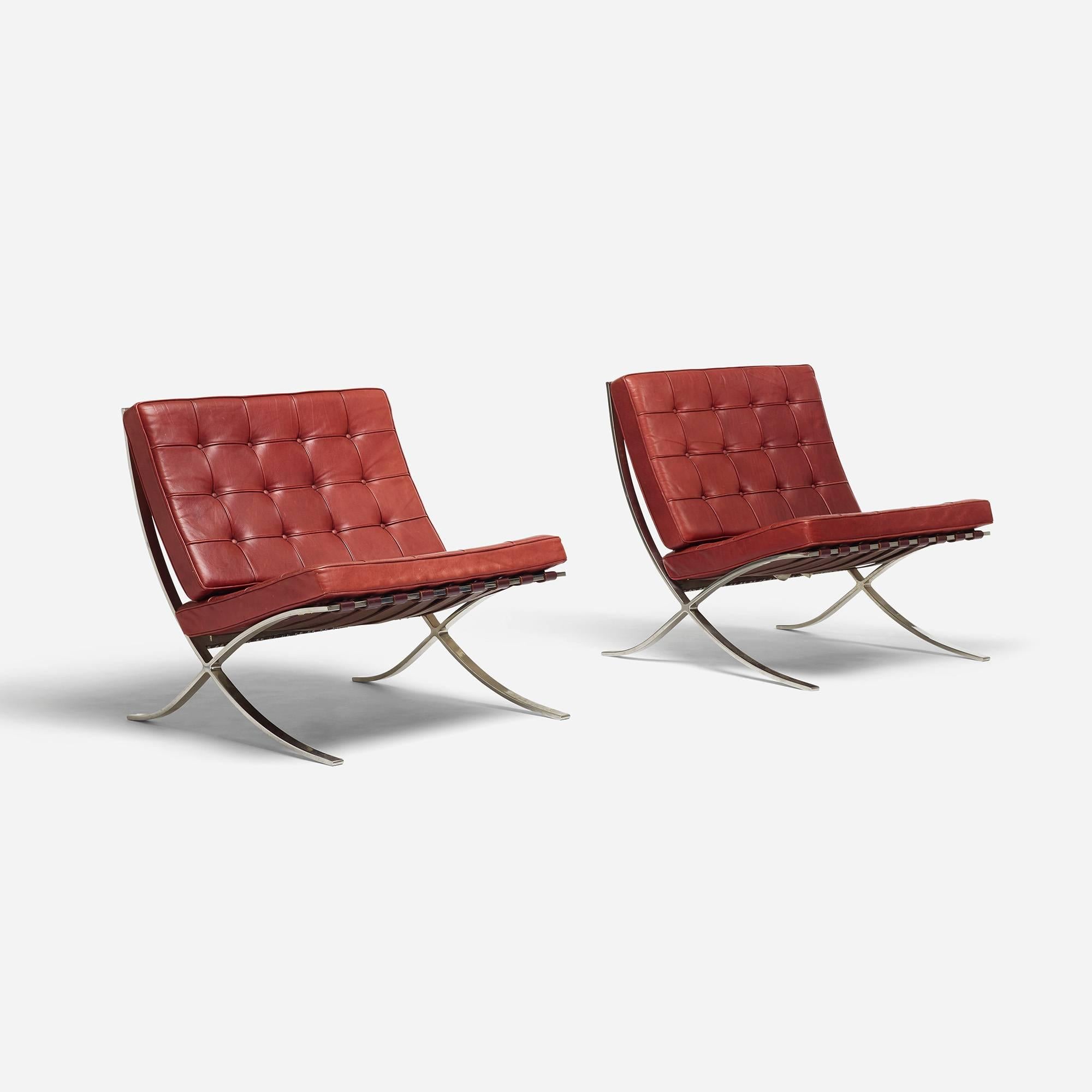 These chairs come from The Brick and Glass House, a residence in Chicago designed by architects Krueck & Sexton. Signed with paper manufacturer's label to underside of each: [Knoll International Inc].