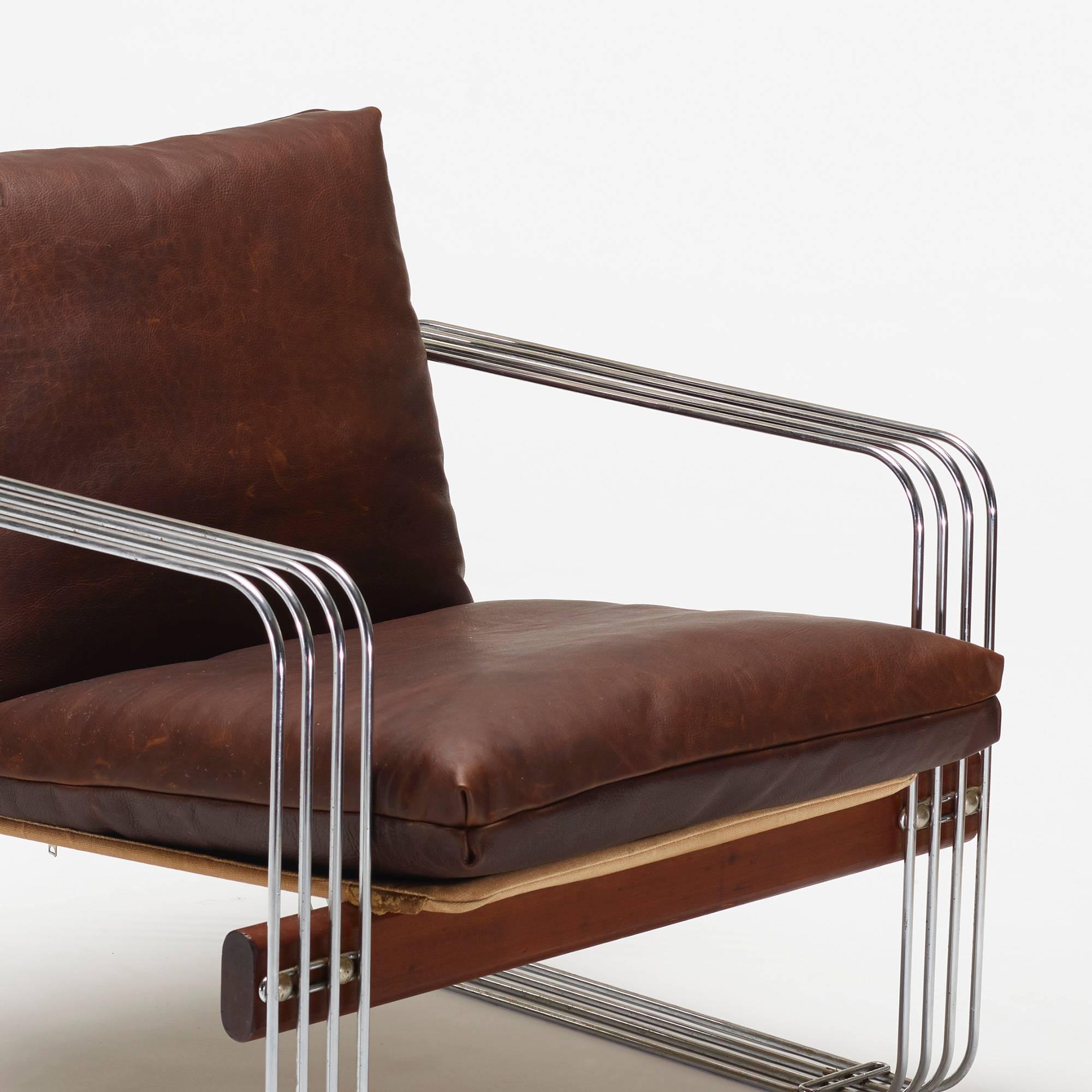 Pair of Ascona Lounge Chairs by Heinz Meier for Landes In Excellent Condition In Chicago, IL