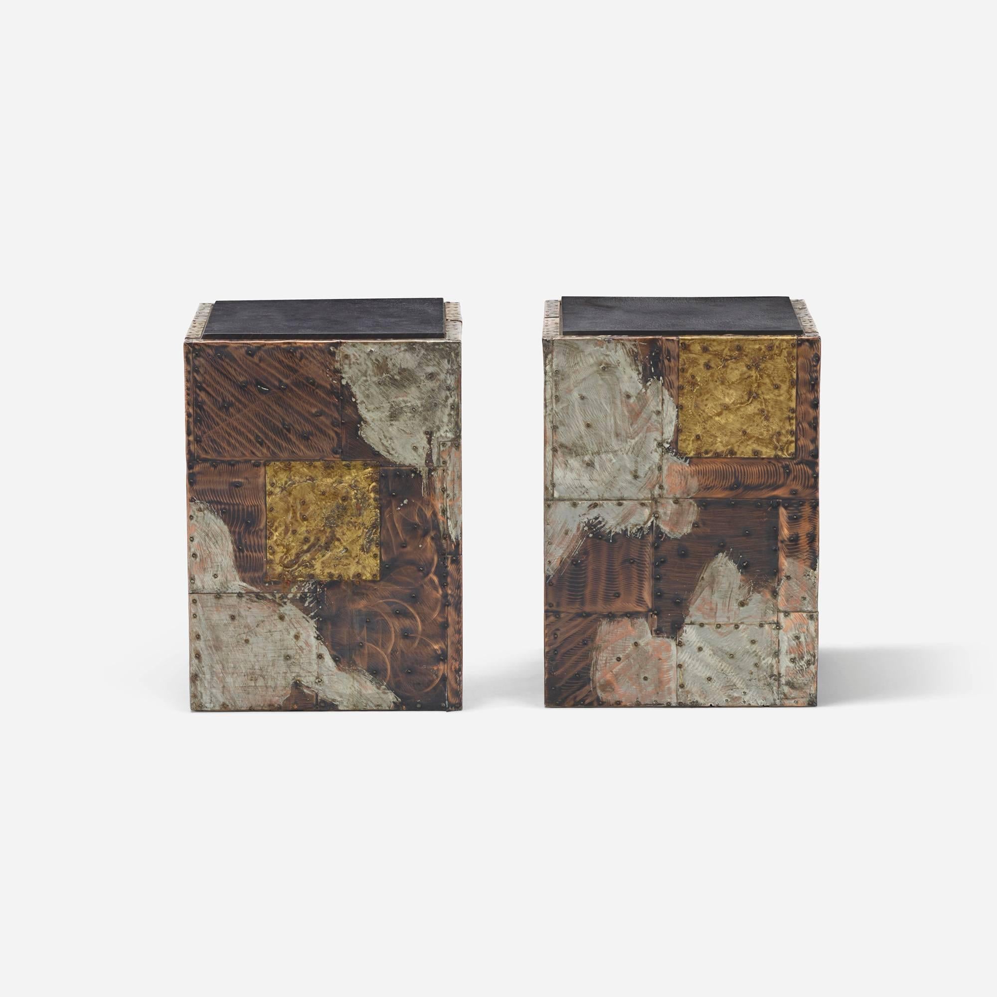 Cube tables model PE 20, pair by Paul Evans for Directional.