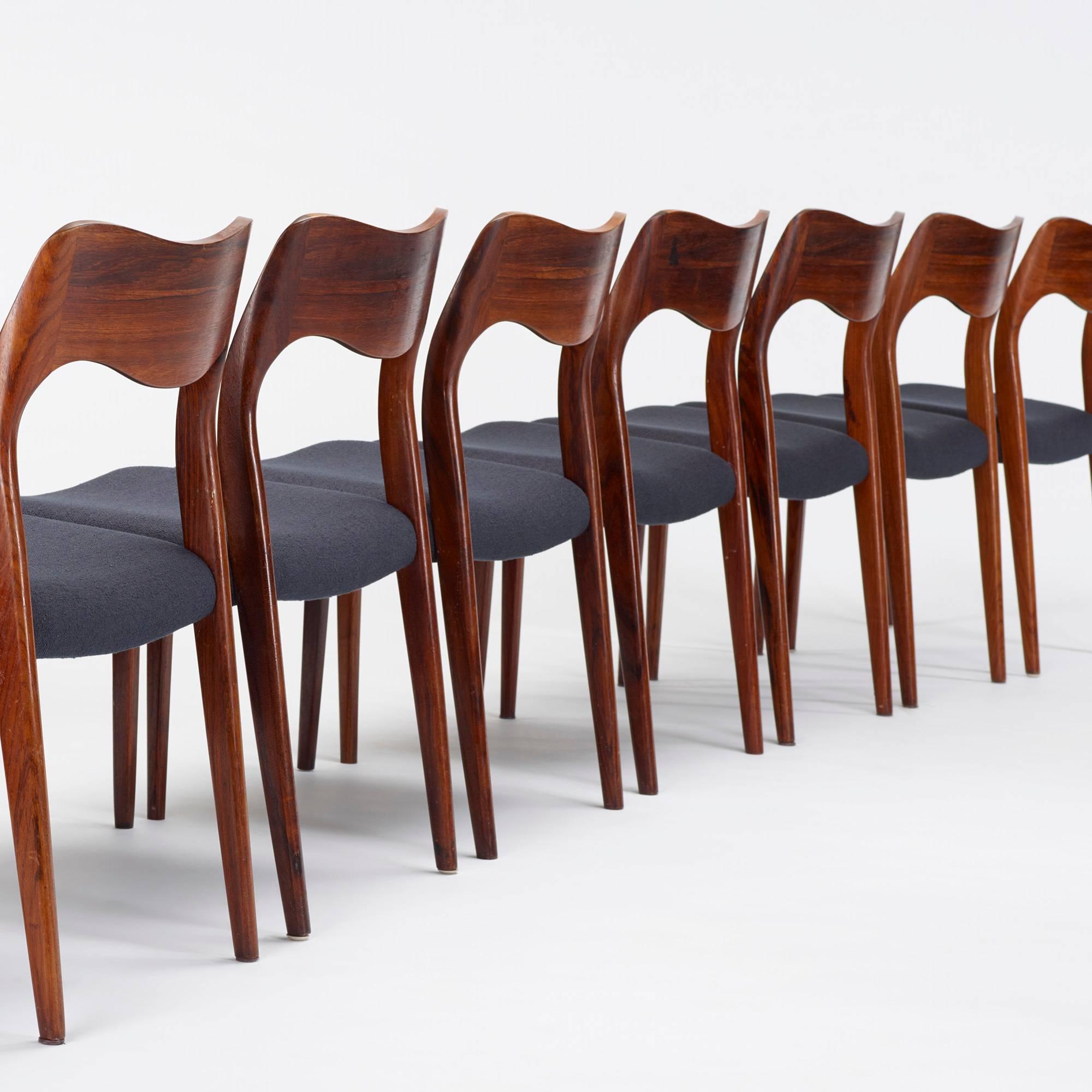 Scandinavian Modern Dining Chairs, Set of Eight by Niels O. Møller for J.L. Møllers Møbelfabrik