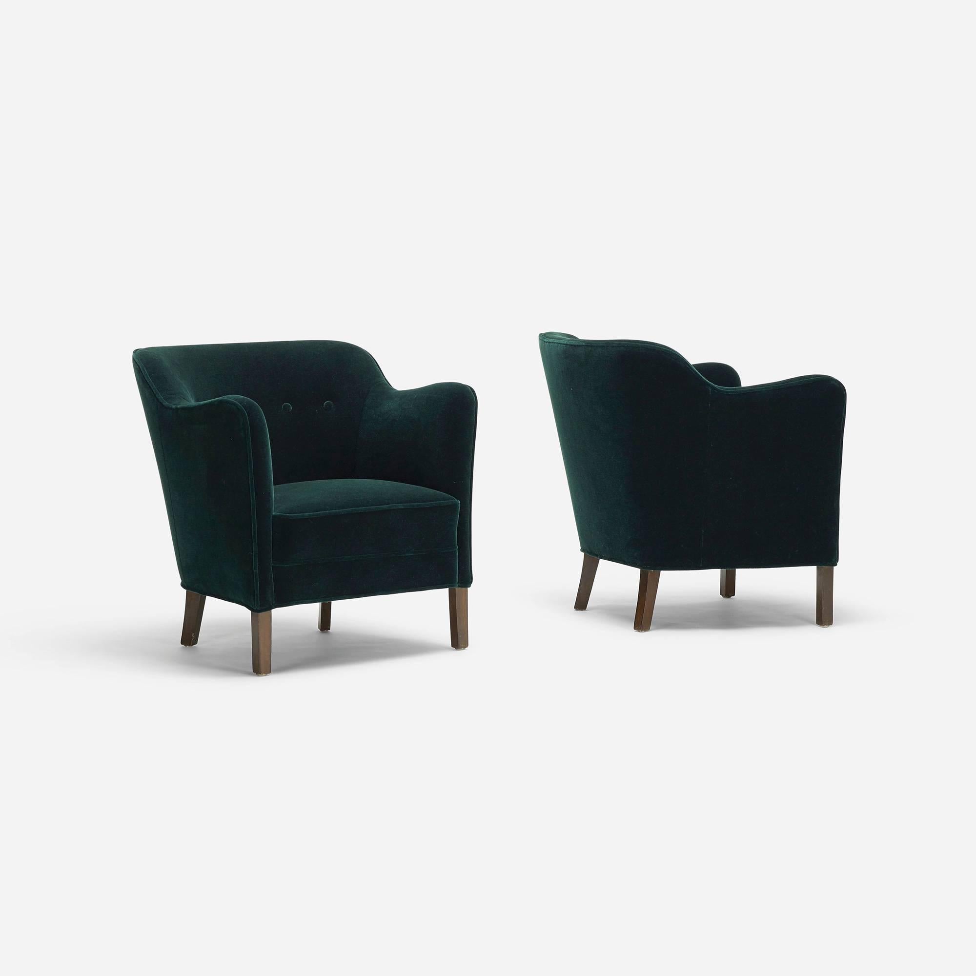 Scandinavian Modern Pair of Danish Cabinetmaker Lounge Chairs