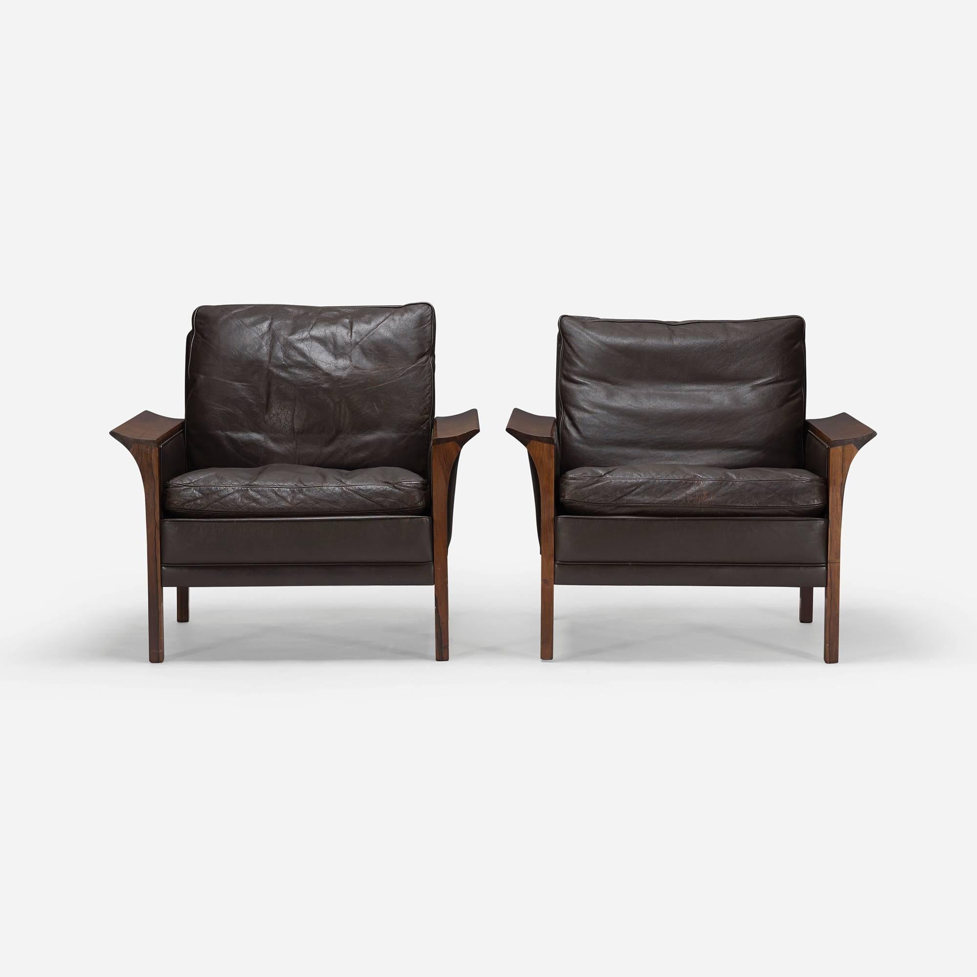 Danish Lounge Chairs Model 400 Pair by Hans Olsen for CS Møbler For Sale