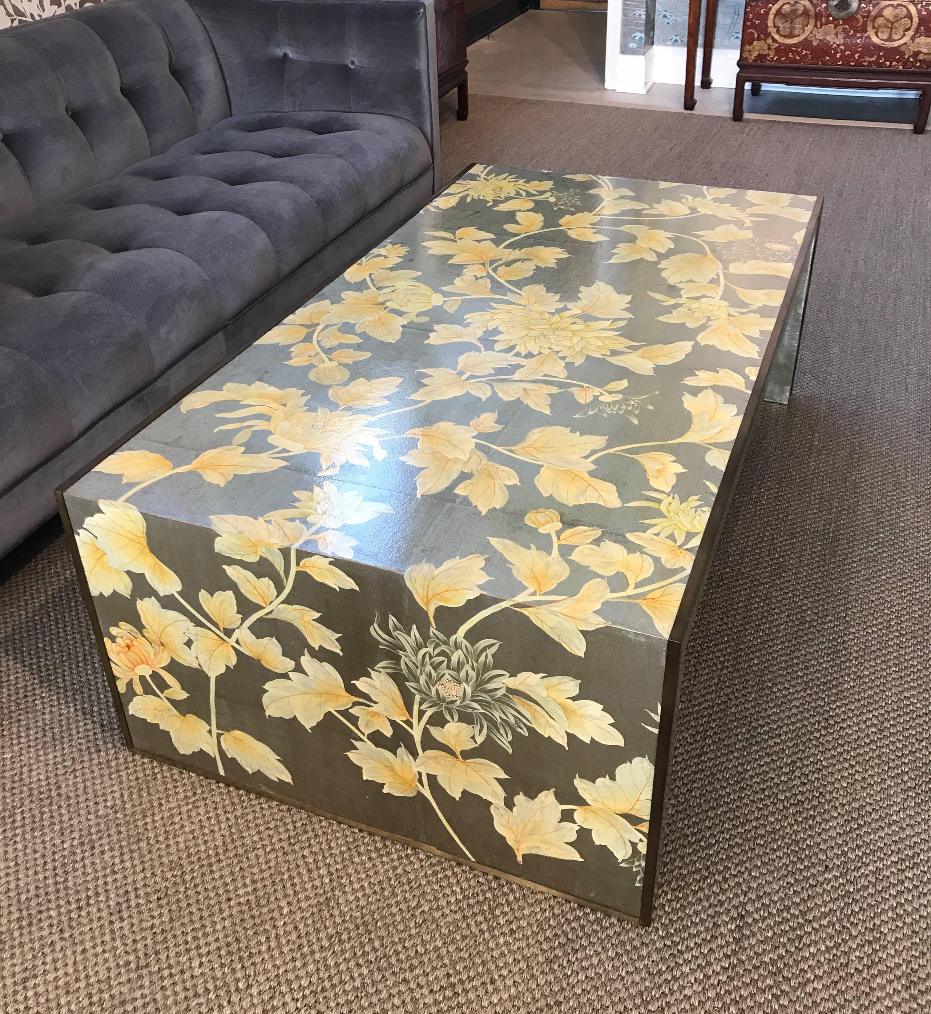 Handmade Gracie Silver Waterfall Coffee Table In Excellent Condition For Sale In New York, NY