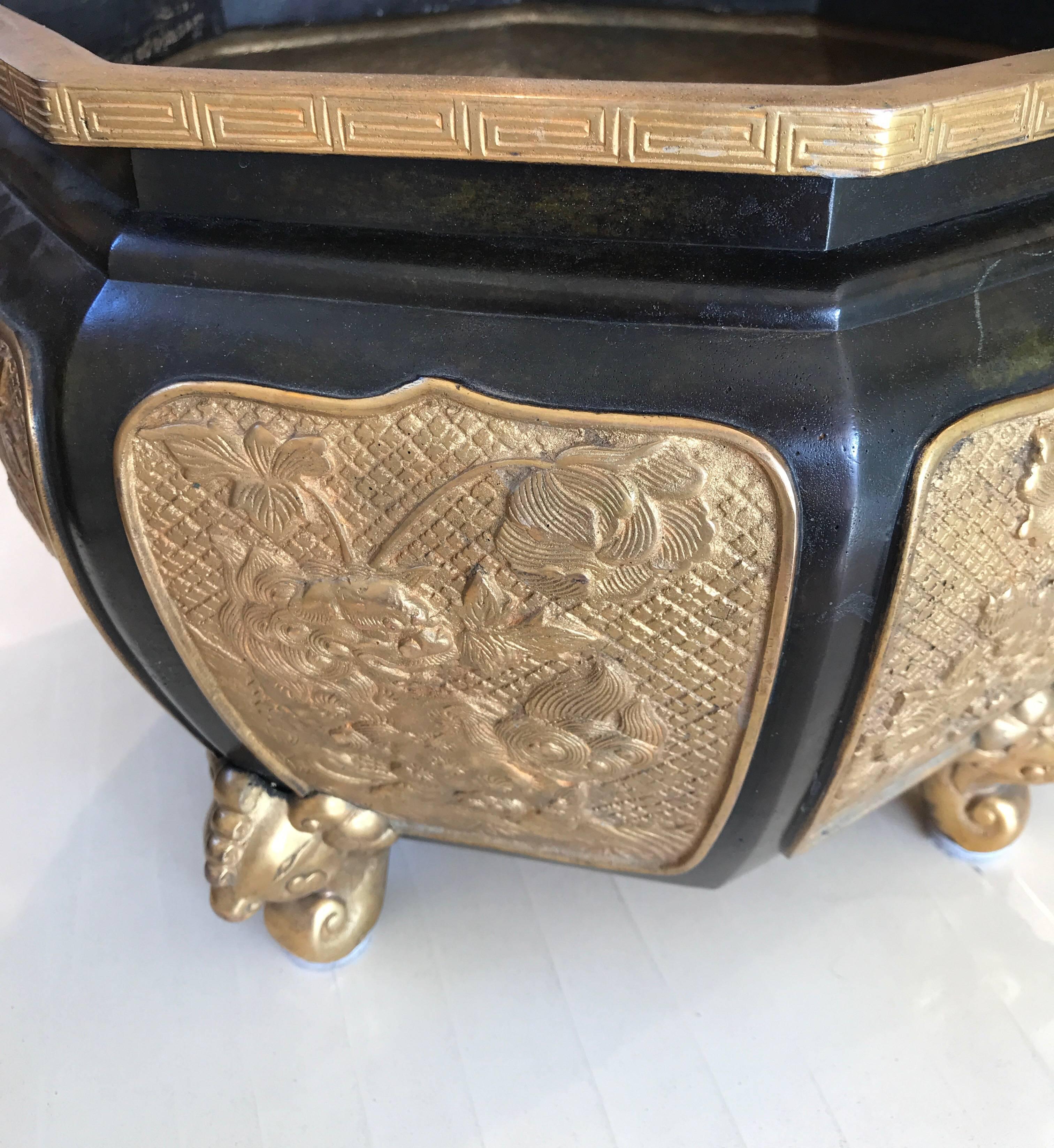 Japanese Fabulous Bronze and Gilt Jardinière For Sale