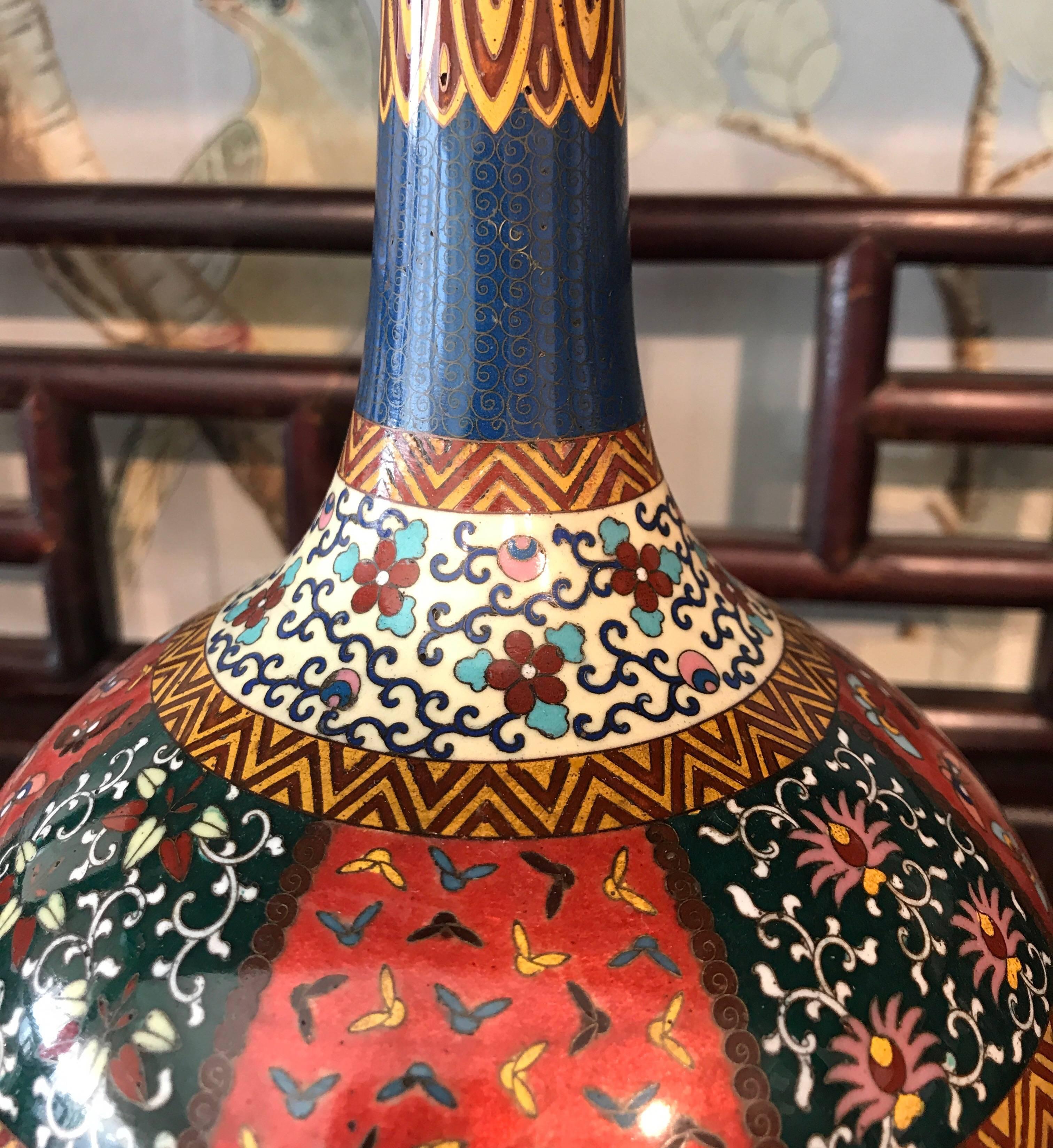 20th Century Matched Pair of Japanese Cloisonné Vases For Sale