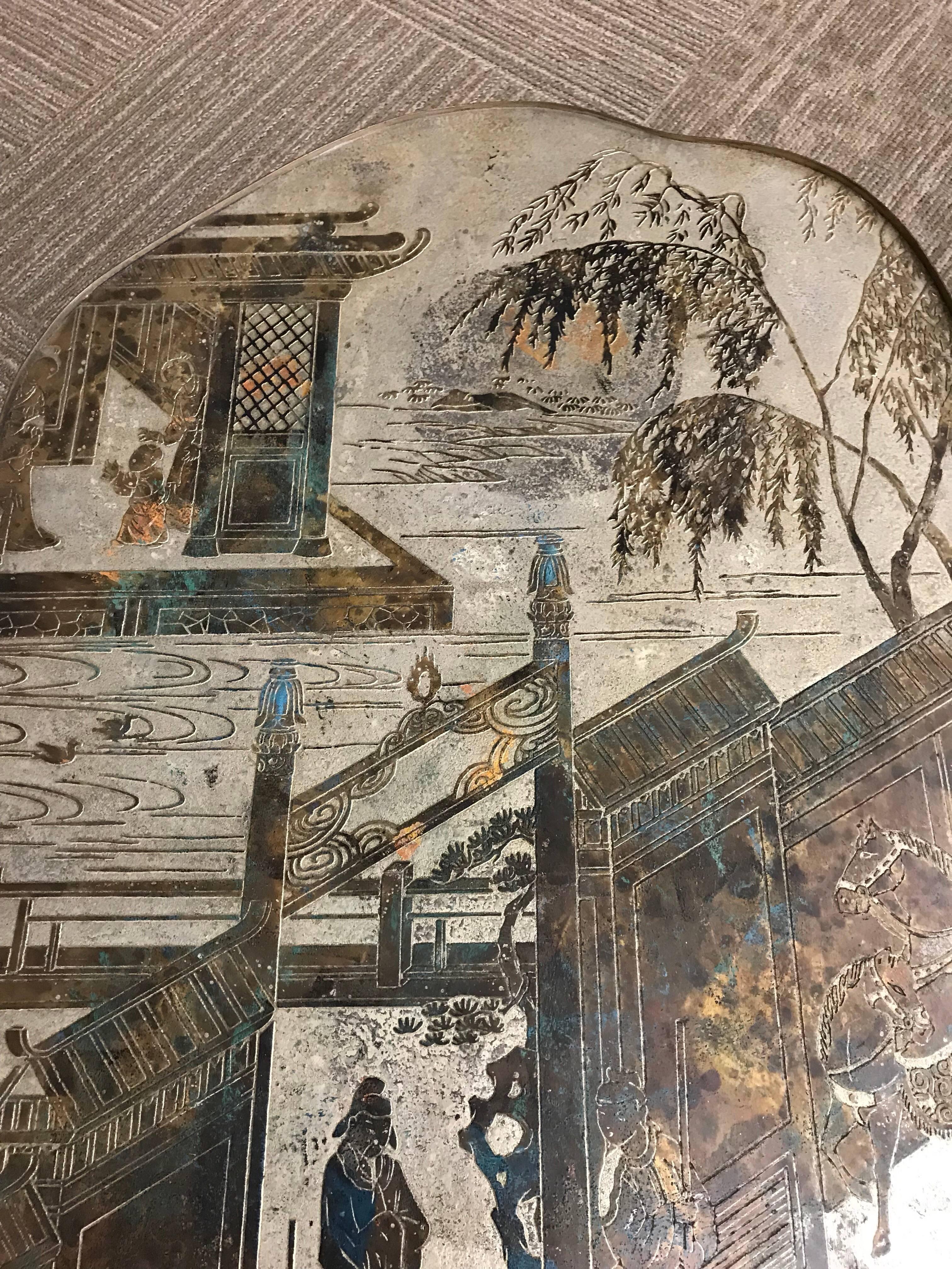 Etched Philip and Kelvin LaVerne Chan Coffee Table
