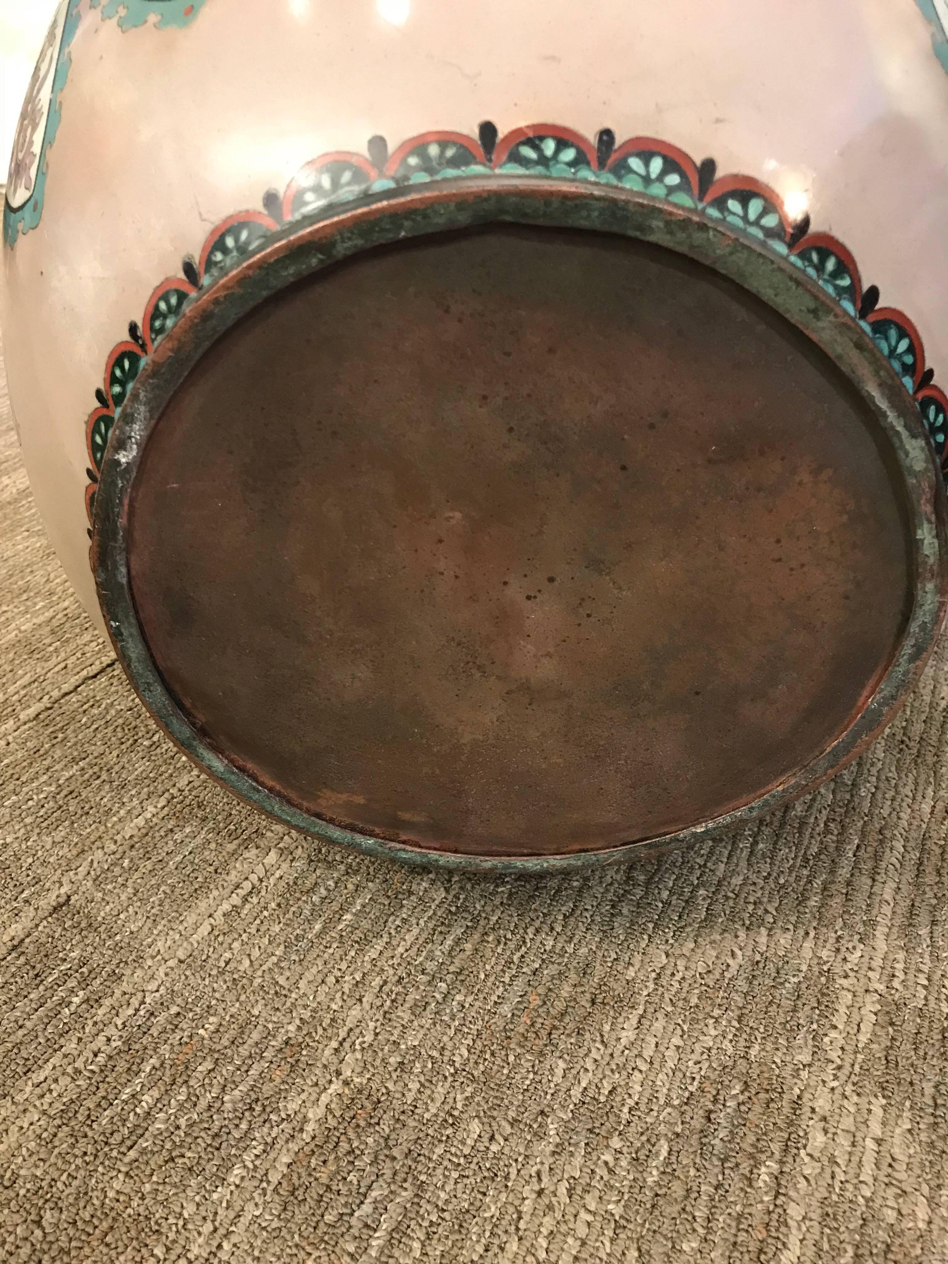 Huge Pair of Cloisonné Planters In Excellent Condition In New York, NY