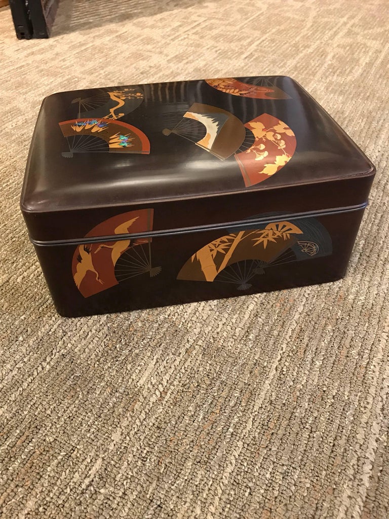 Japanese Lacquer Box with Scattered Fans For Sale at 1stDibs japanese
