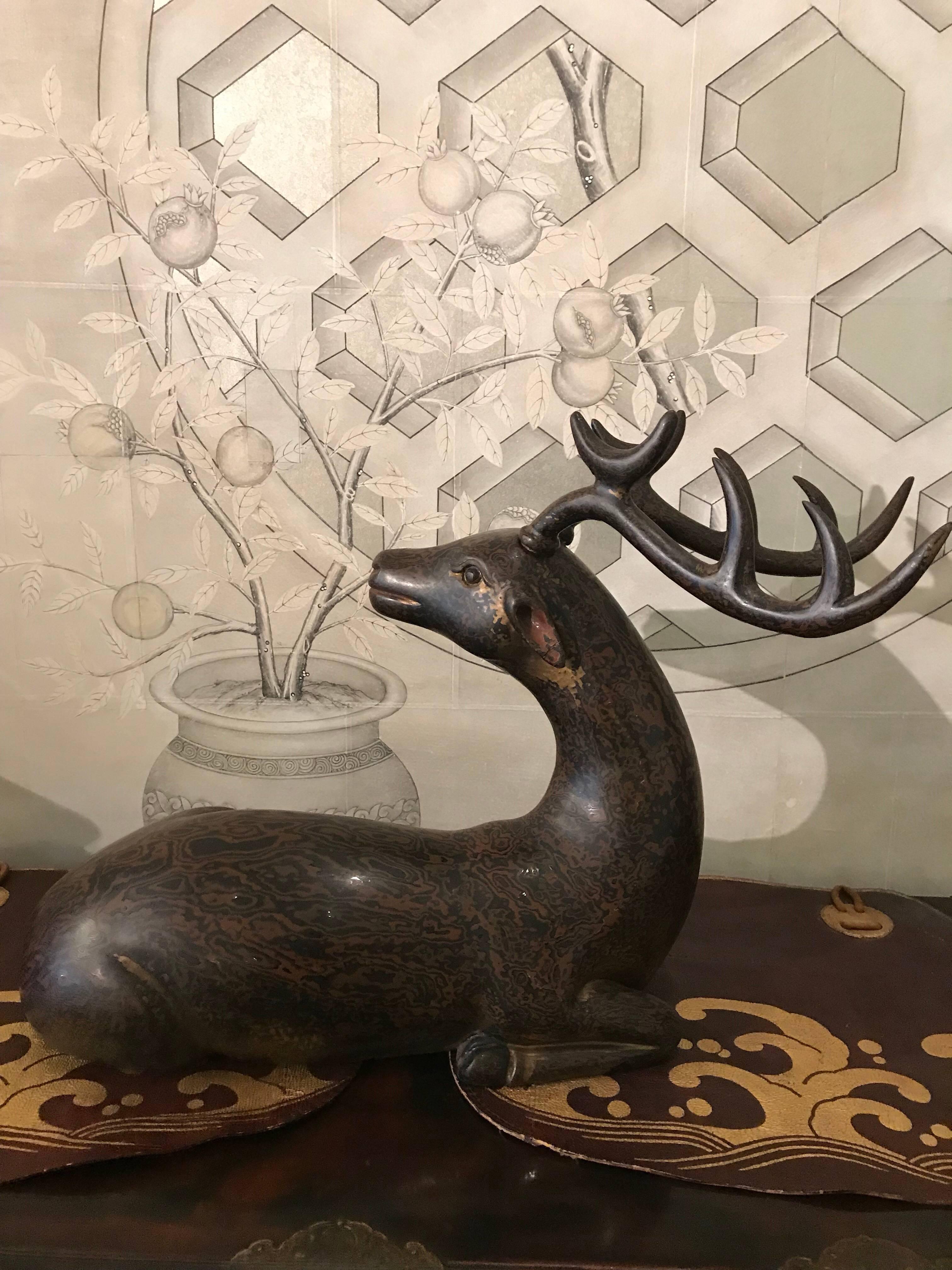 Early 20th Century Japanese Lacquer Deer For Sale