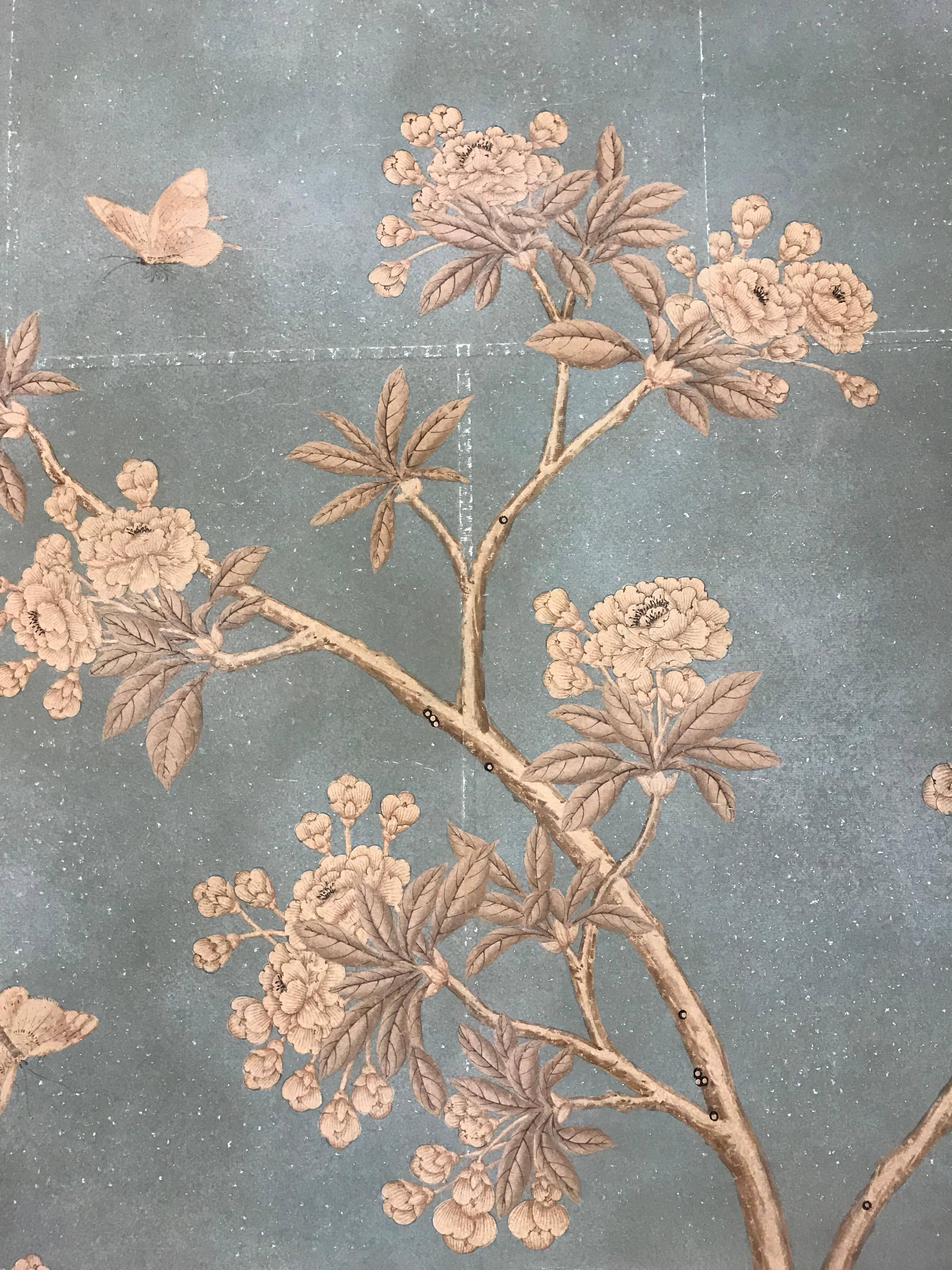 Chinese Pair of Gracie Hand-Painted Wallpaper Panels