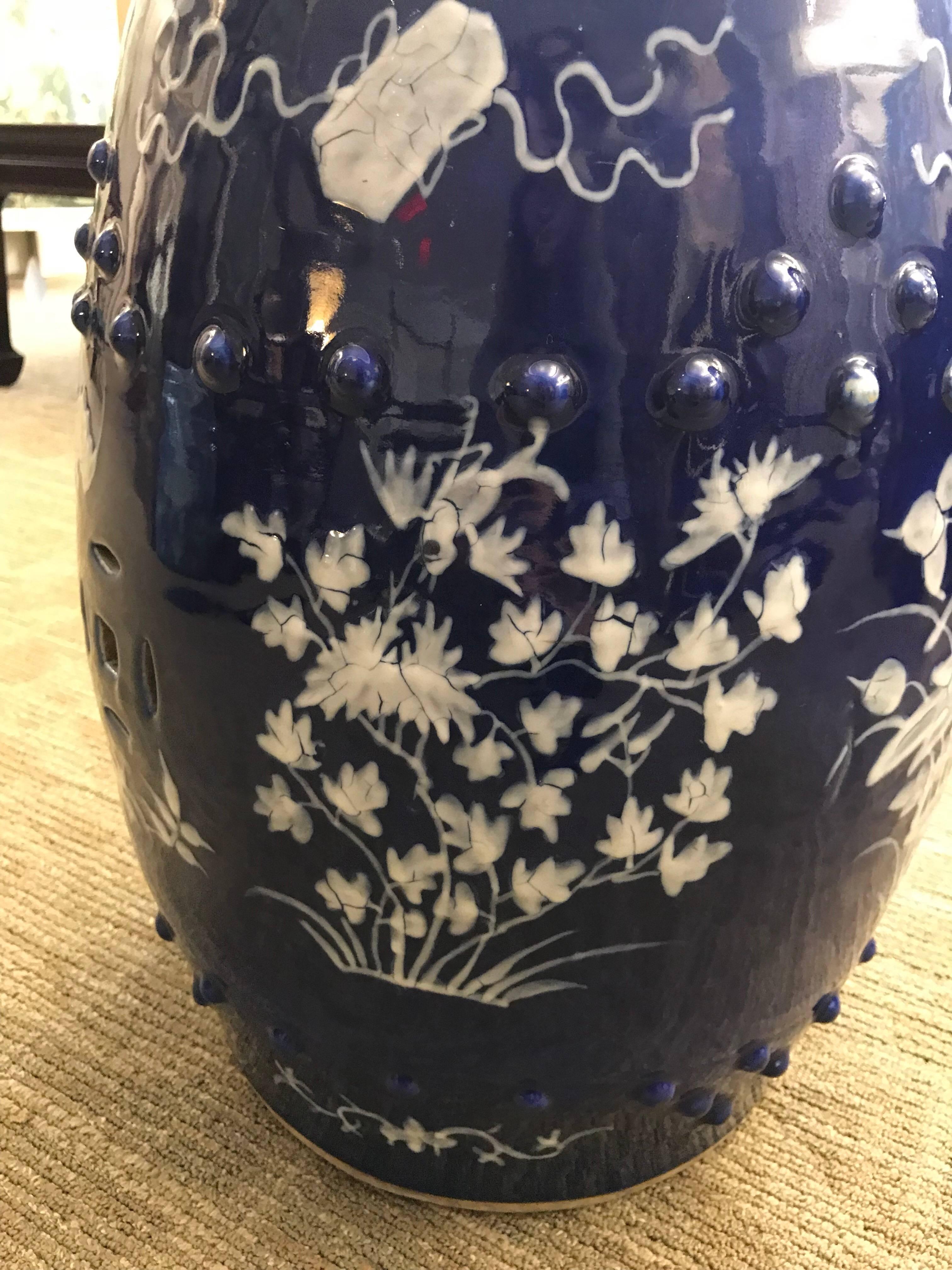 19th Century Chinese Blue and White Garden Seat For Sale