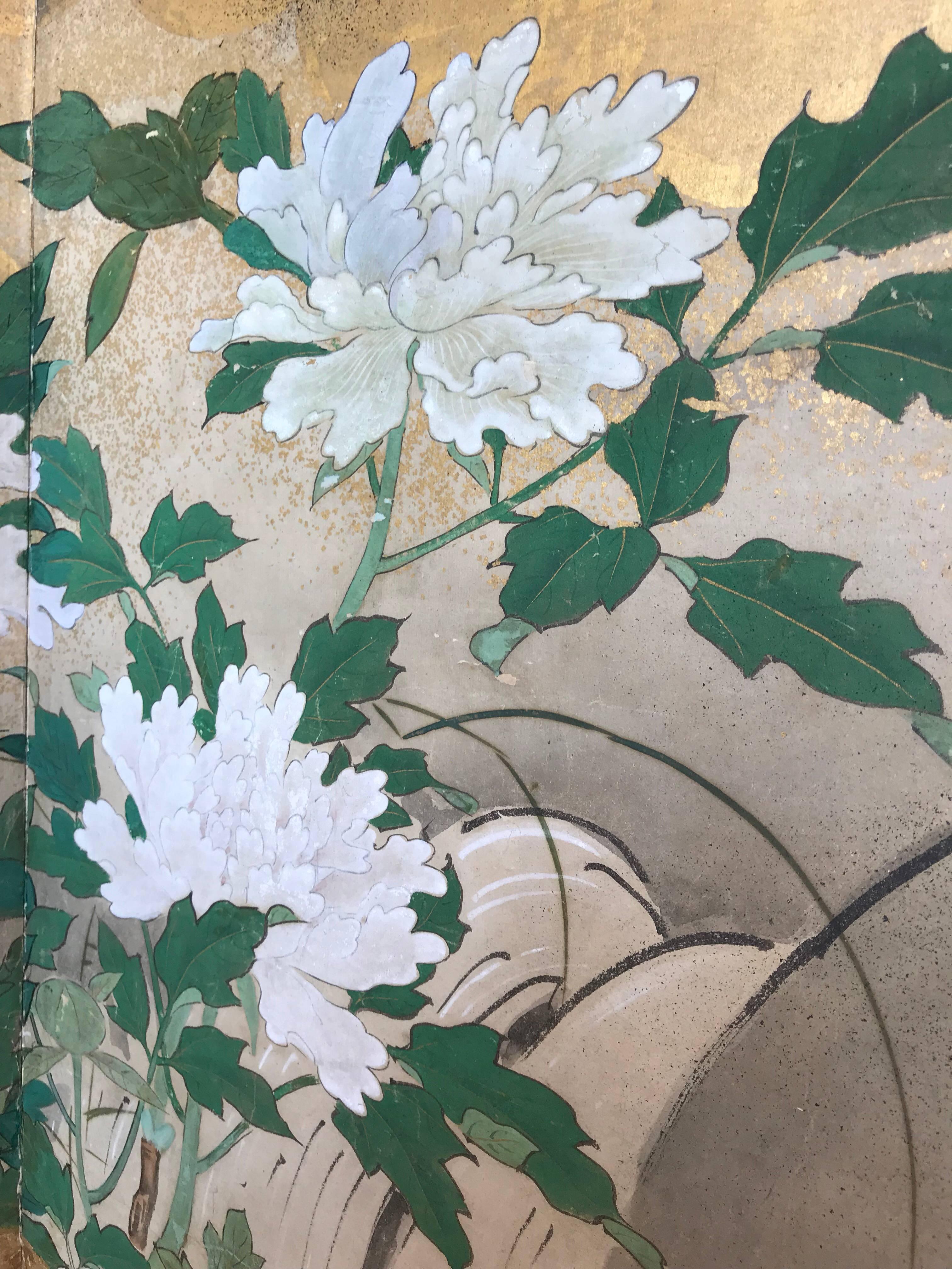 Hand-Painted Six-Panel Japanese Screen