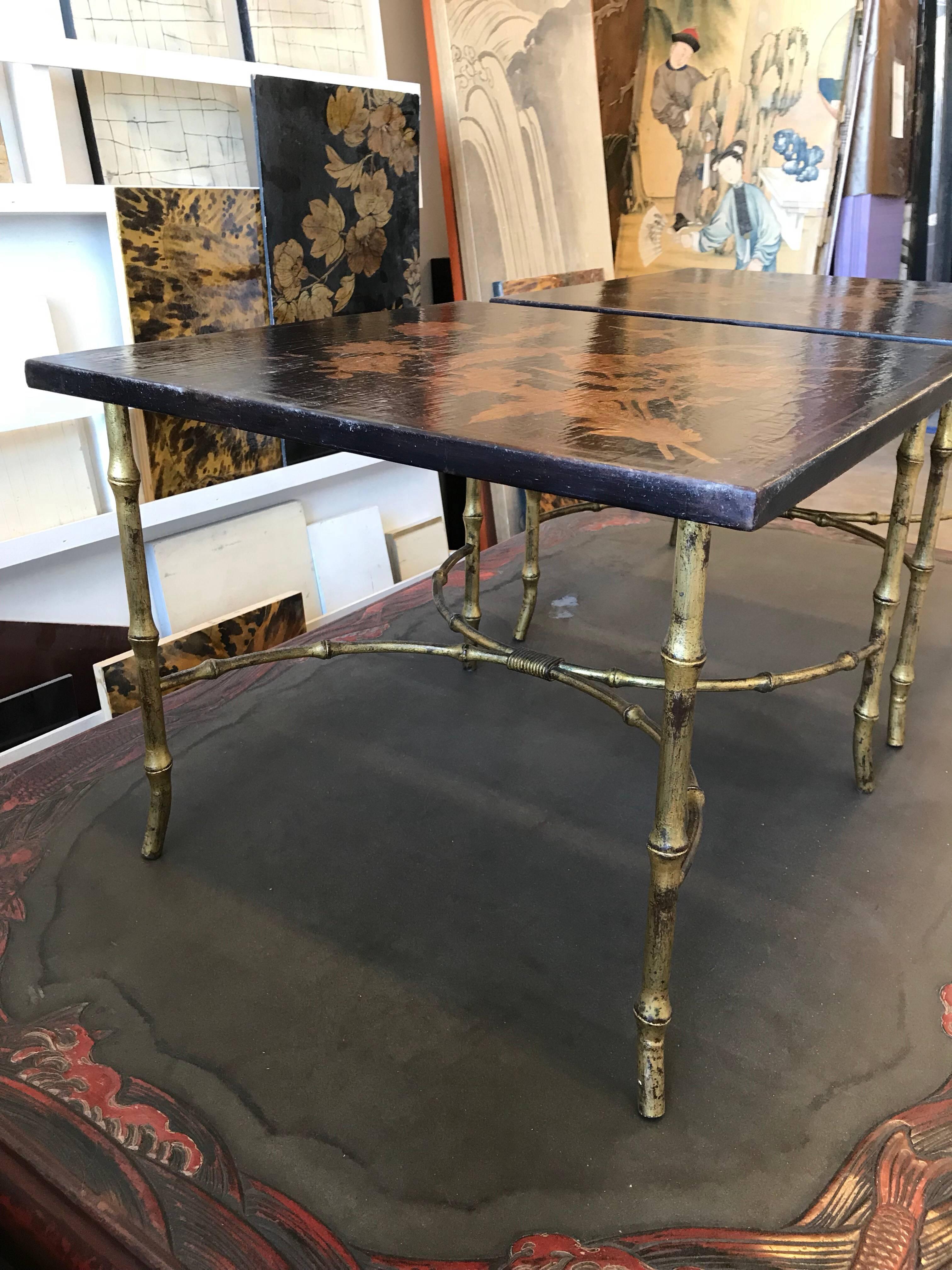 European Pair of Chinoiserie Lacquer Side Tables For Sale