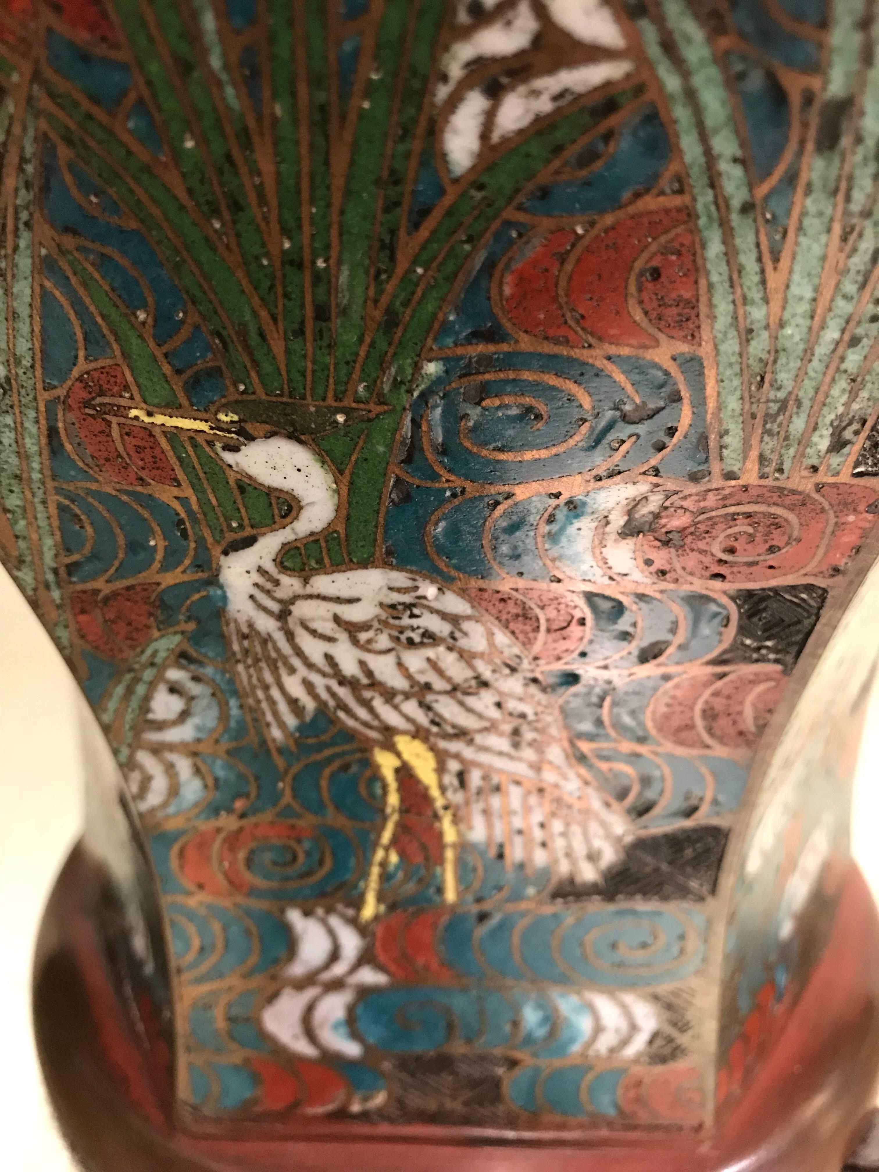 Pair of Japanese Art Nouveau Style Vases In Good Condition For Sale In New York, NY