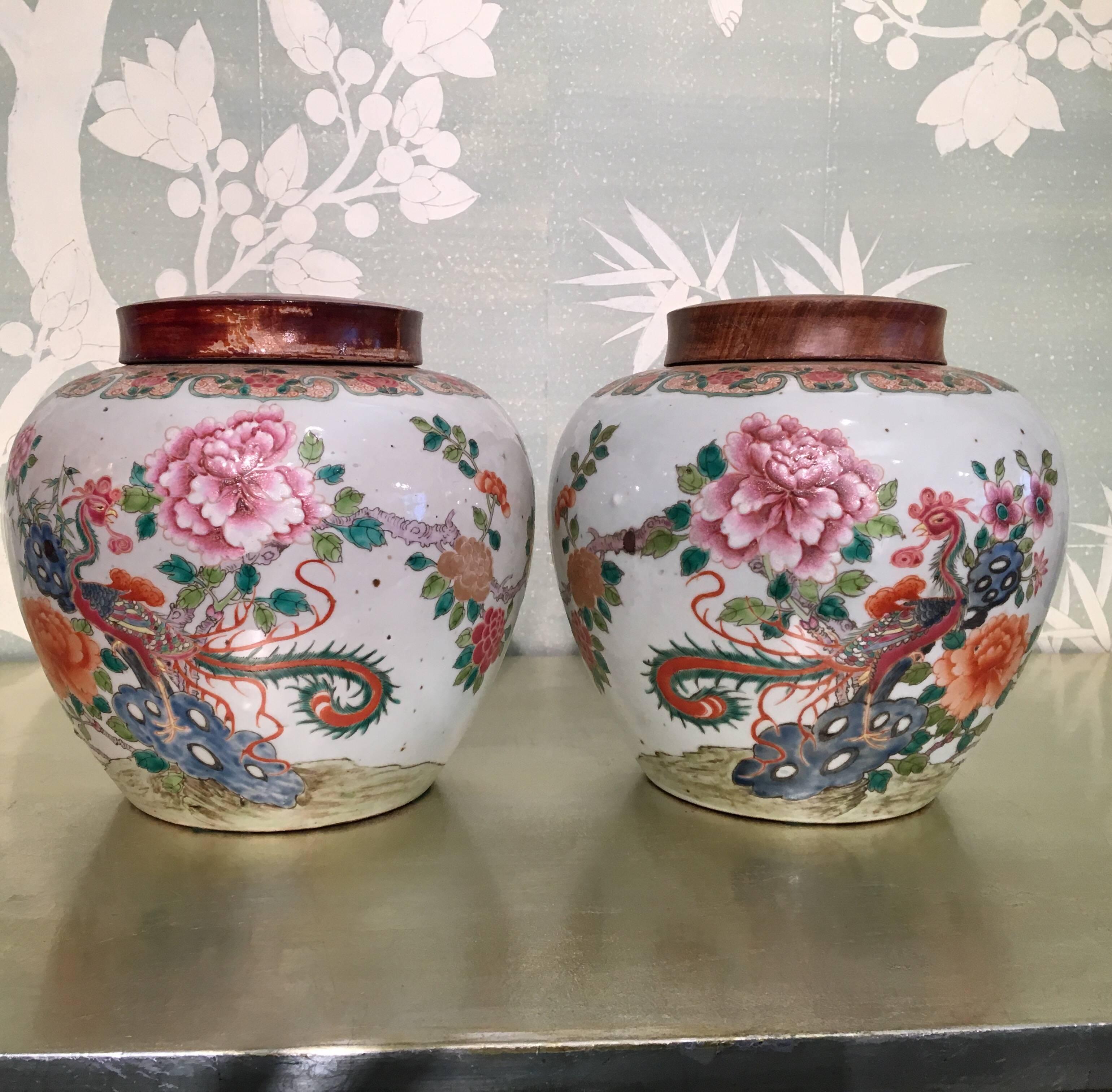 Pair of 19th Century Chinese Ginger Jars For Sale 1