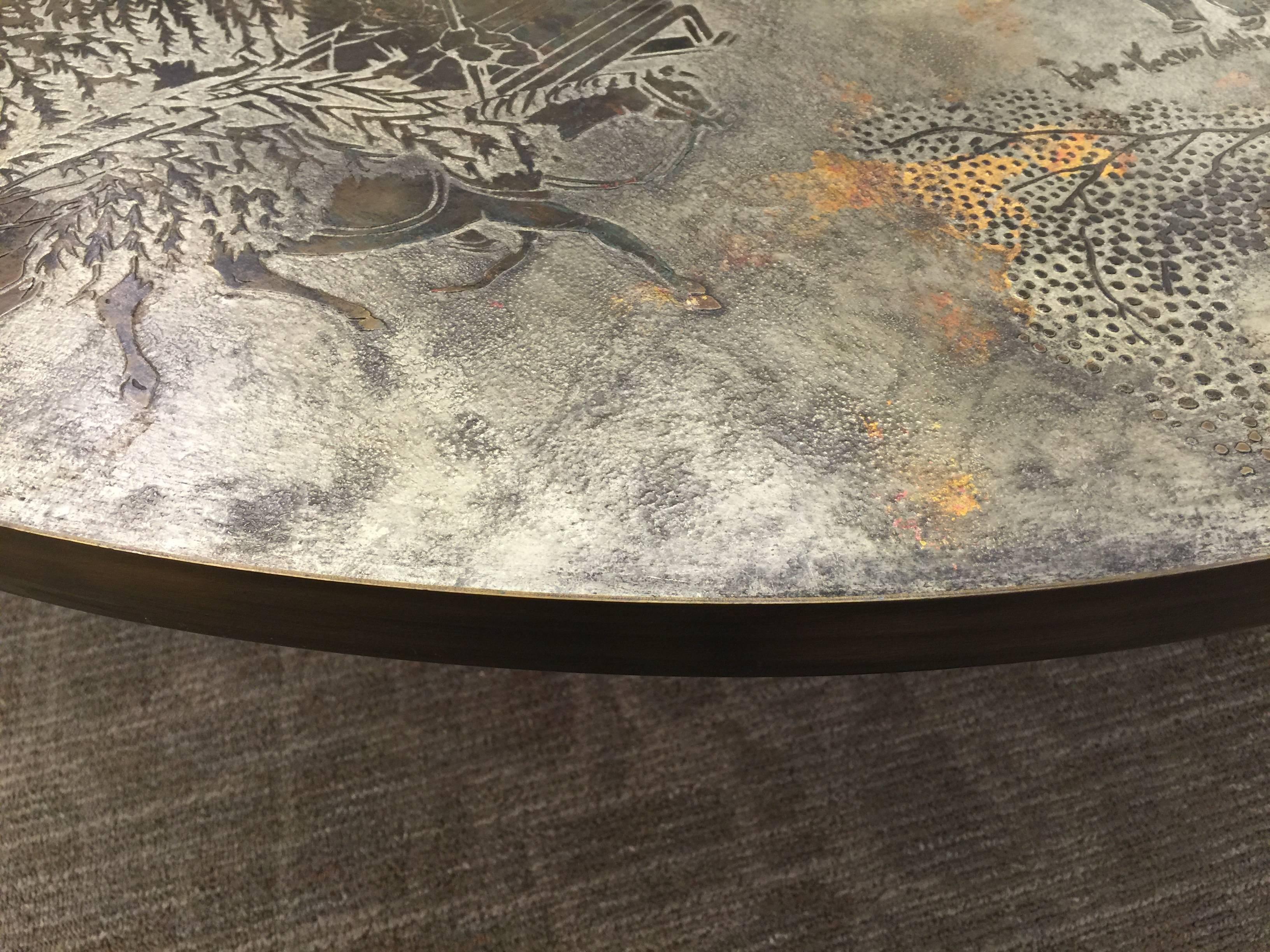 Metal Signed Philip and Kelvin LaVerne Chan Coffee Table