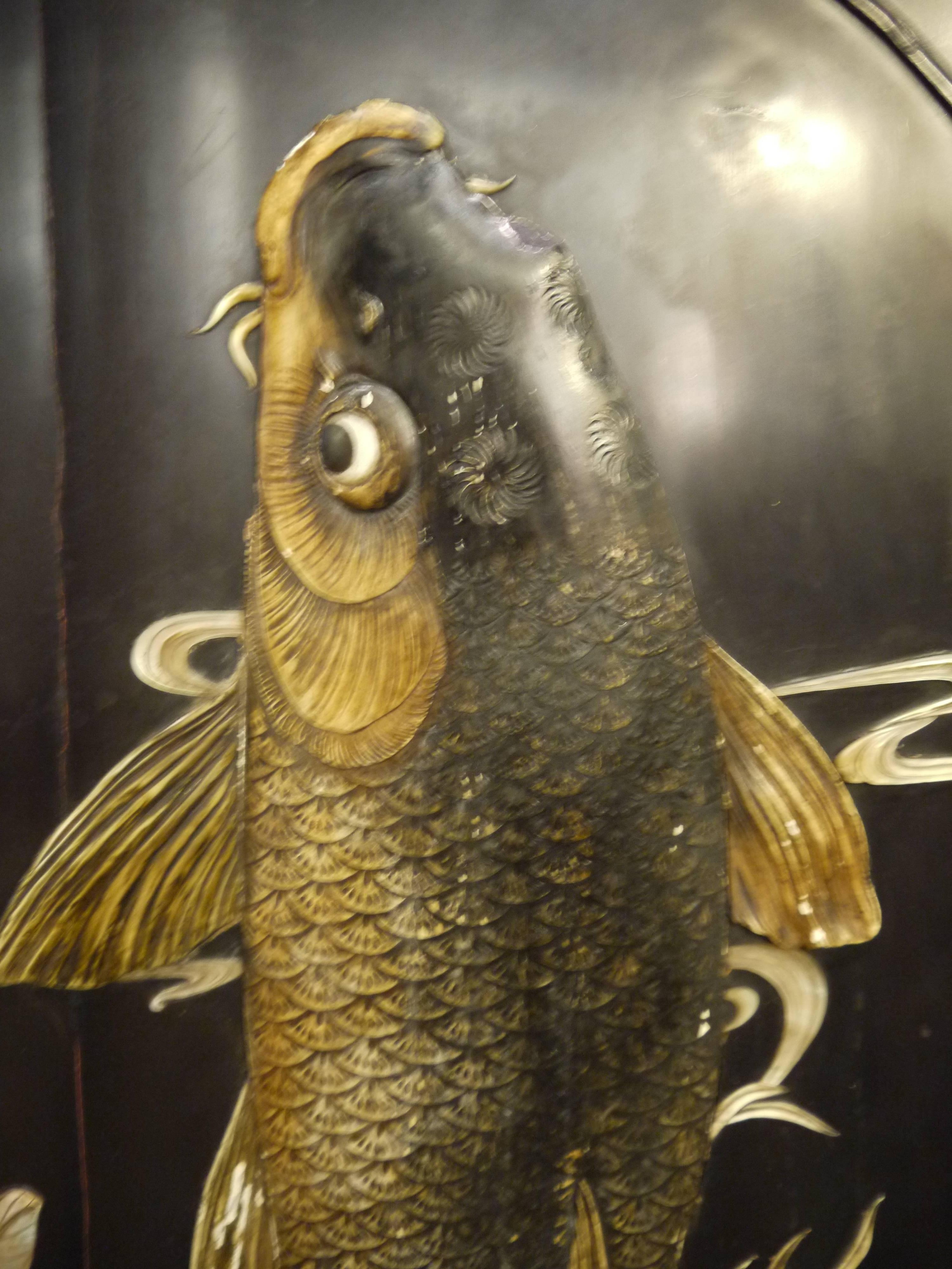 Antique Japanese Panel with Carp In Good Condition For Sale In New York, NY