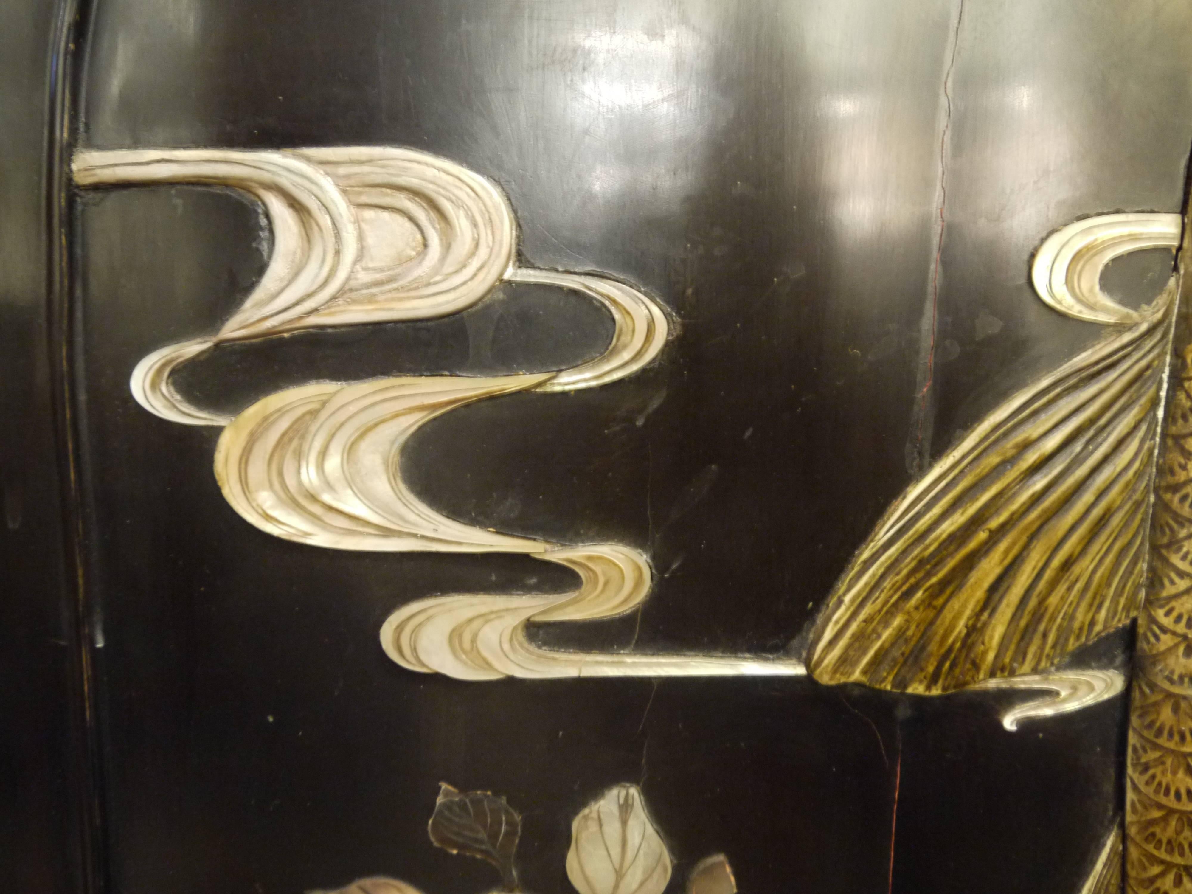 19th Century Antique Japanese Panel with Carp For Sale