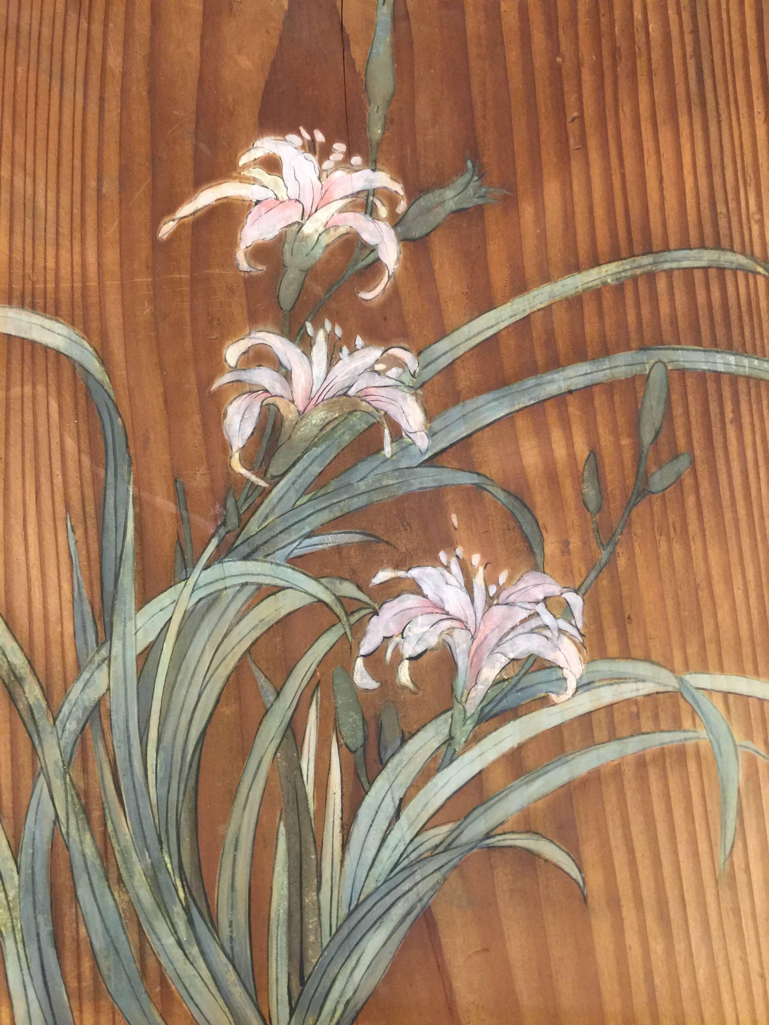 Three 19th Century Japanese Paintings on Wood 1