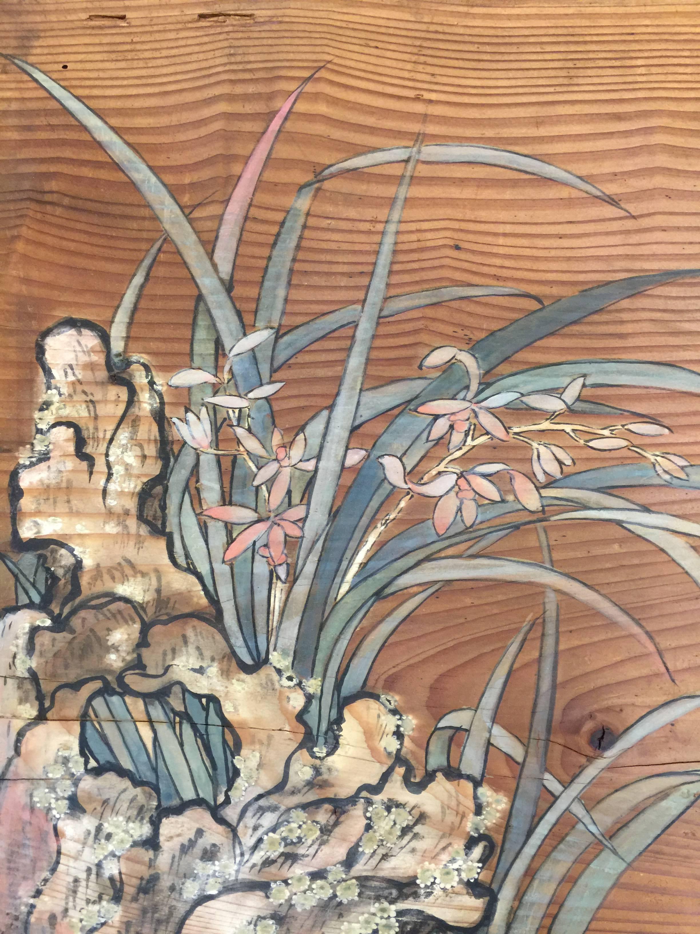 Three 19th Century Japanese Paintings on Wood 2