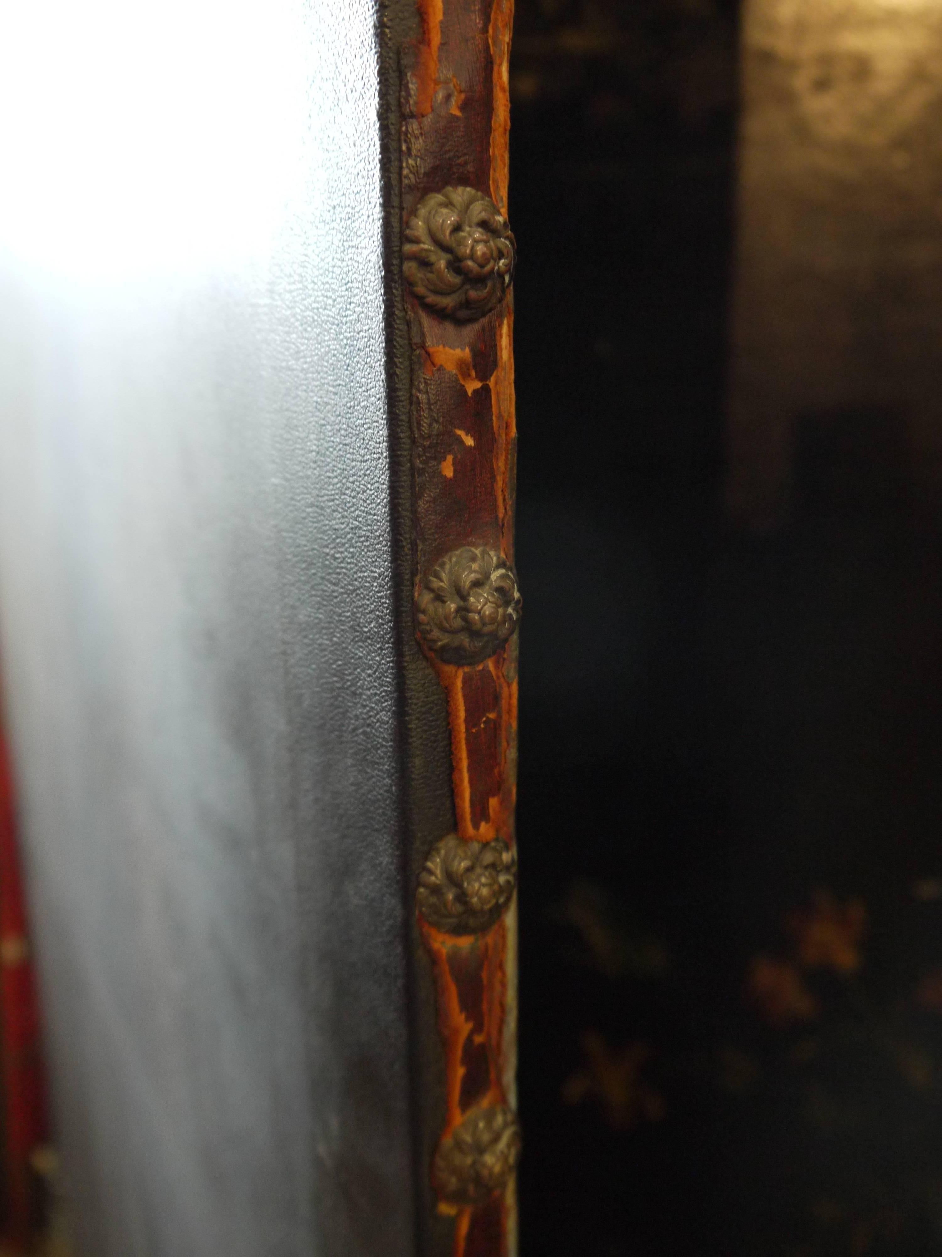 Three-Fold Chinoiserie Leather Screen 2