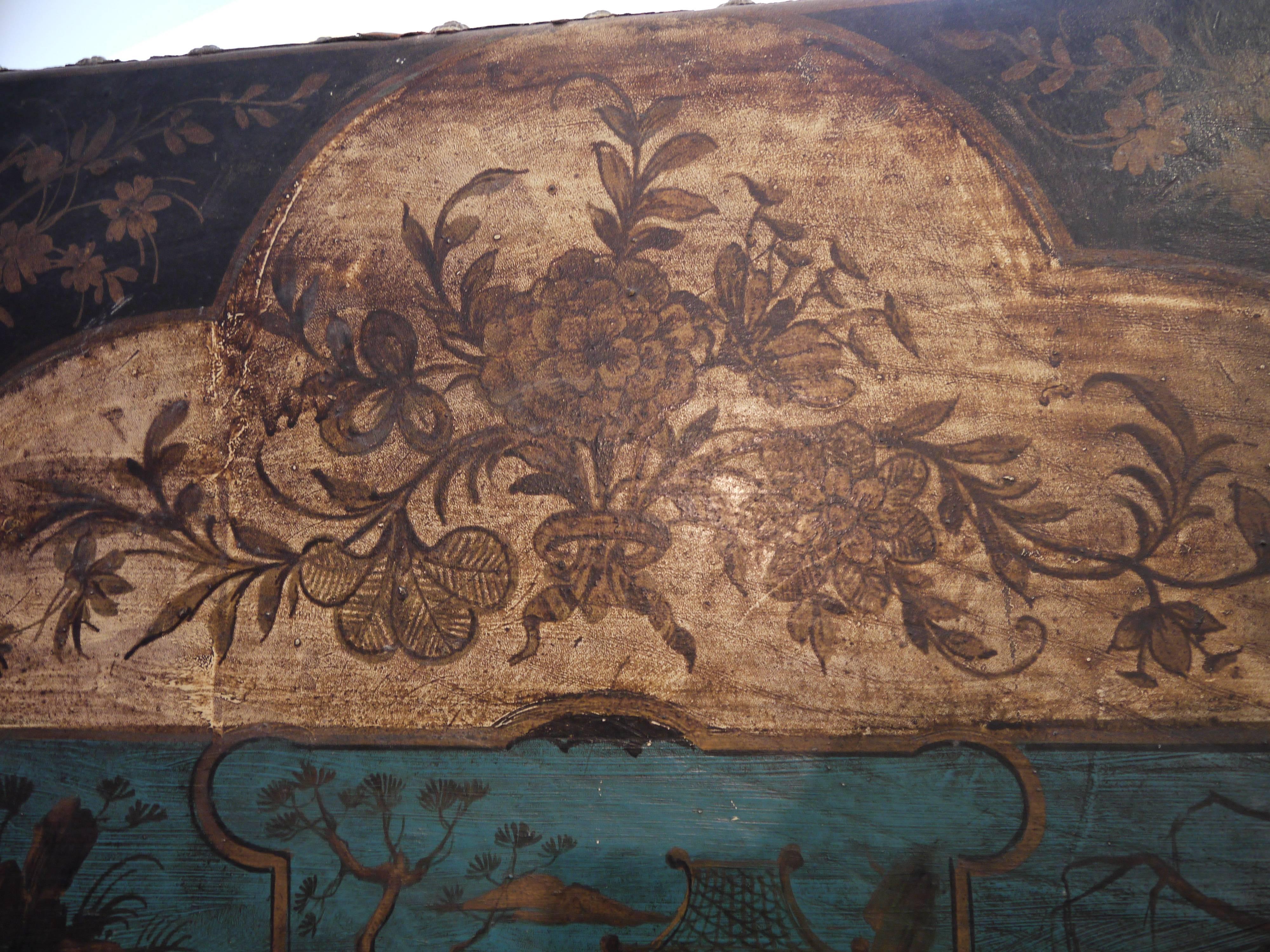 19th Century Three-Fold Chinoiserie Leather Screen