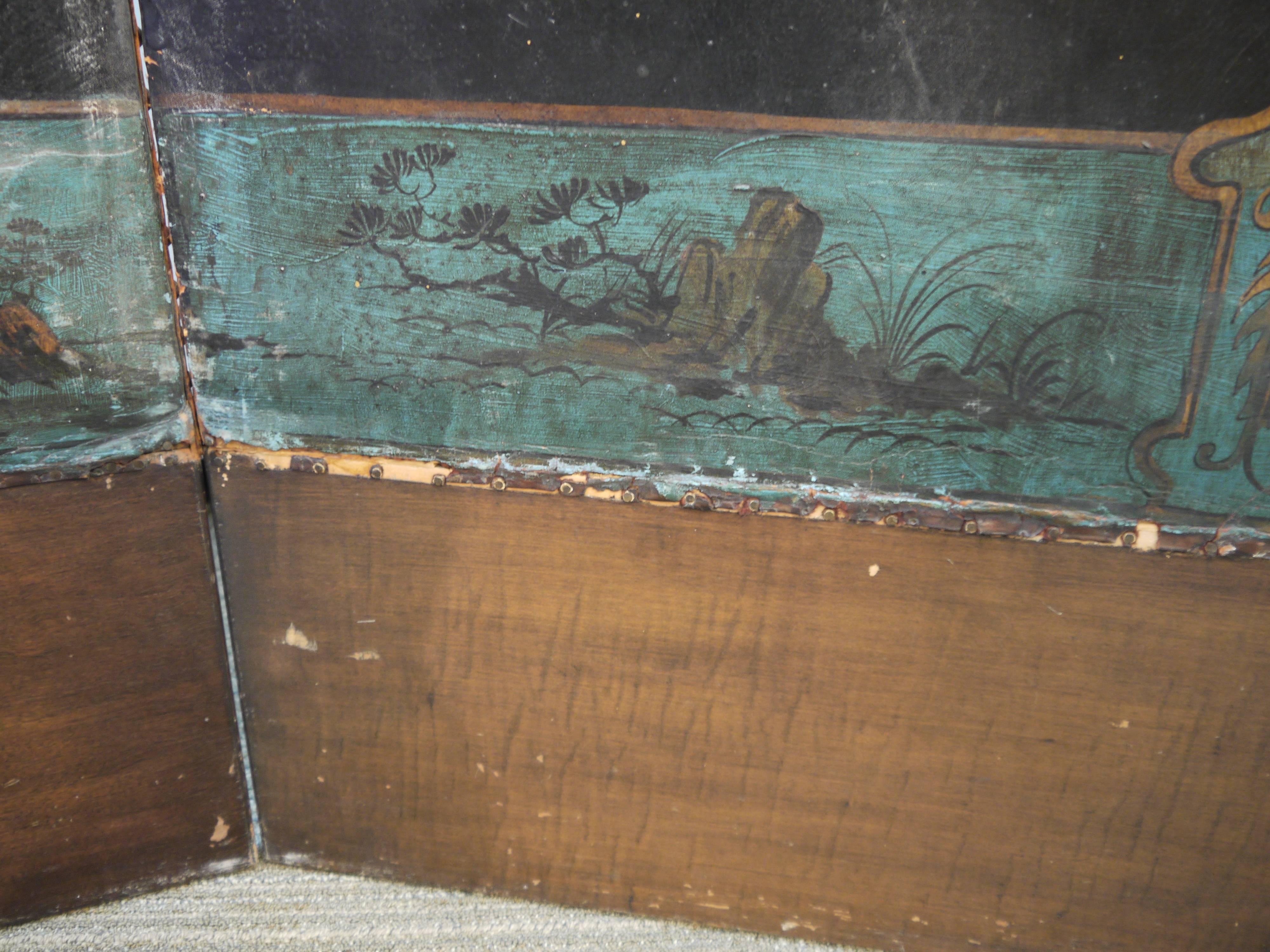 Three-Fold Chinoiserie Leather Screen 5