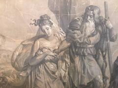 Framed 19th French Grisaille Cupid & Psyche Wallpaper Panel with borders