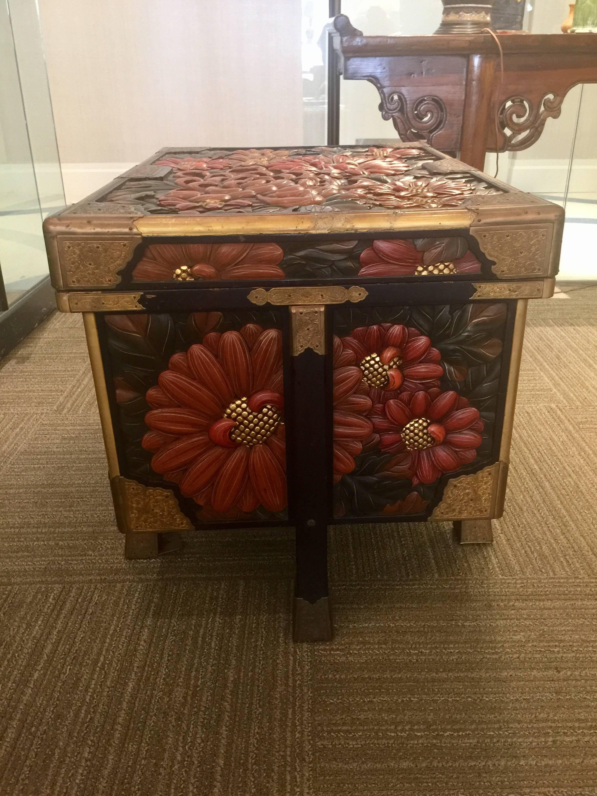 Lacquered 19th Century Japanese Armor Storage Trunk