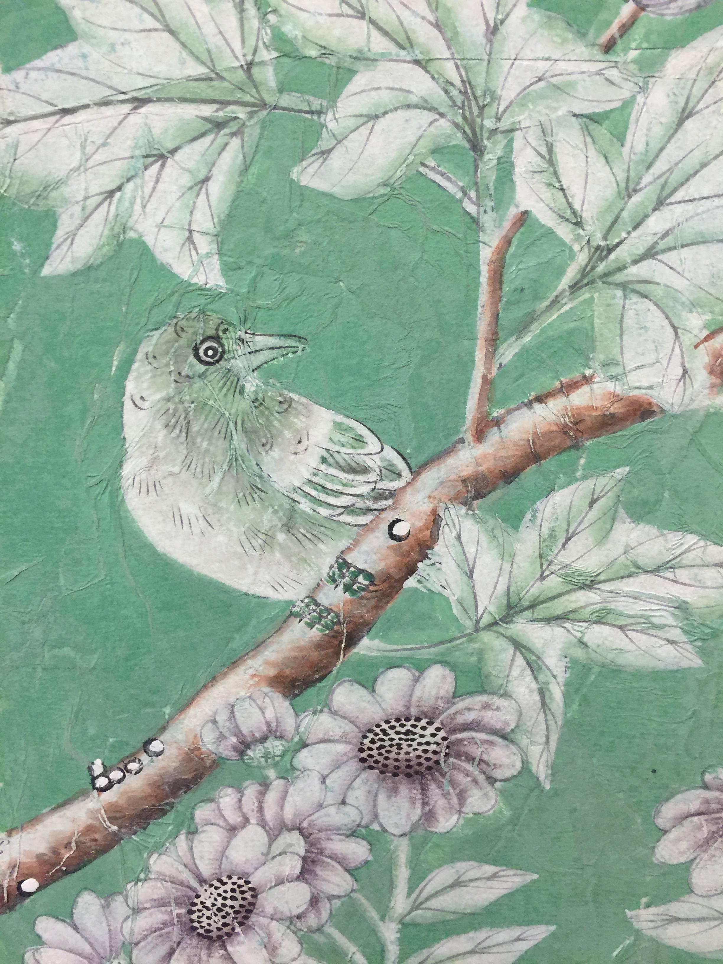 Chinese Hand-Painted Framed Gracie Antiqued Panel