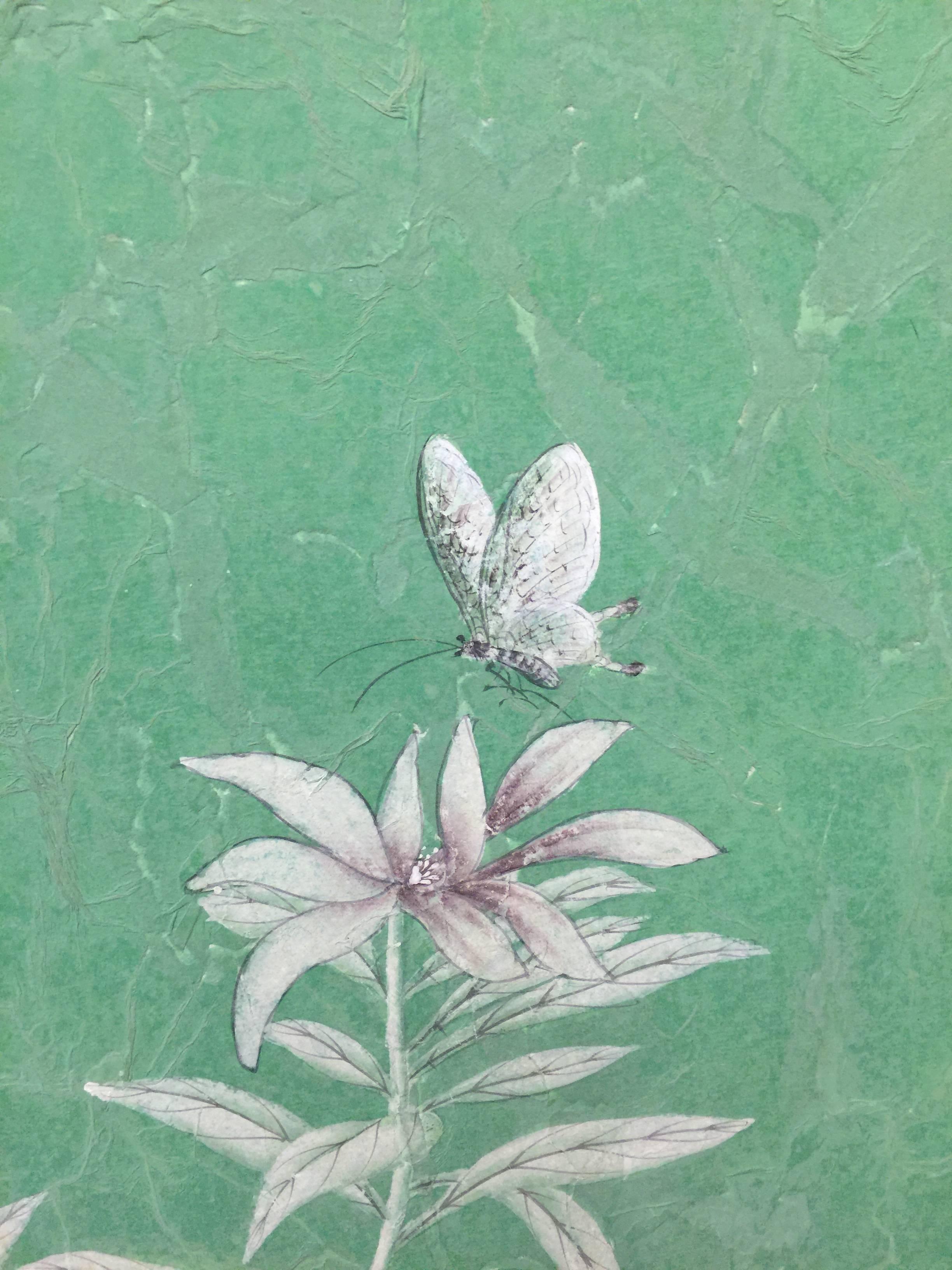 Hand-Painted Framed Gracie Antiqued Panel In Excellent Condition In New York, NY