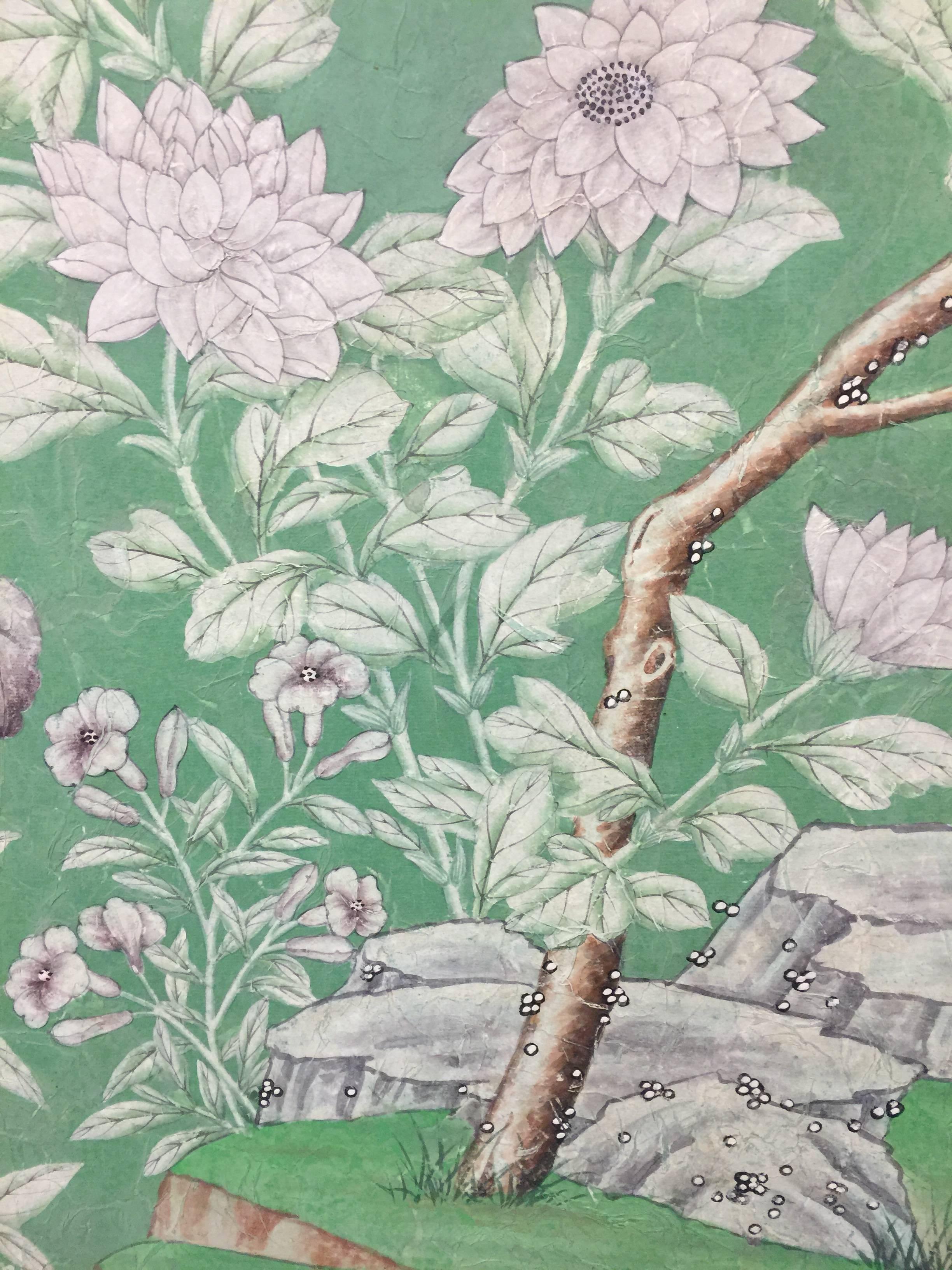 Contemporary Hand-Painted Framed Gracie Antiqued Panel