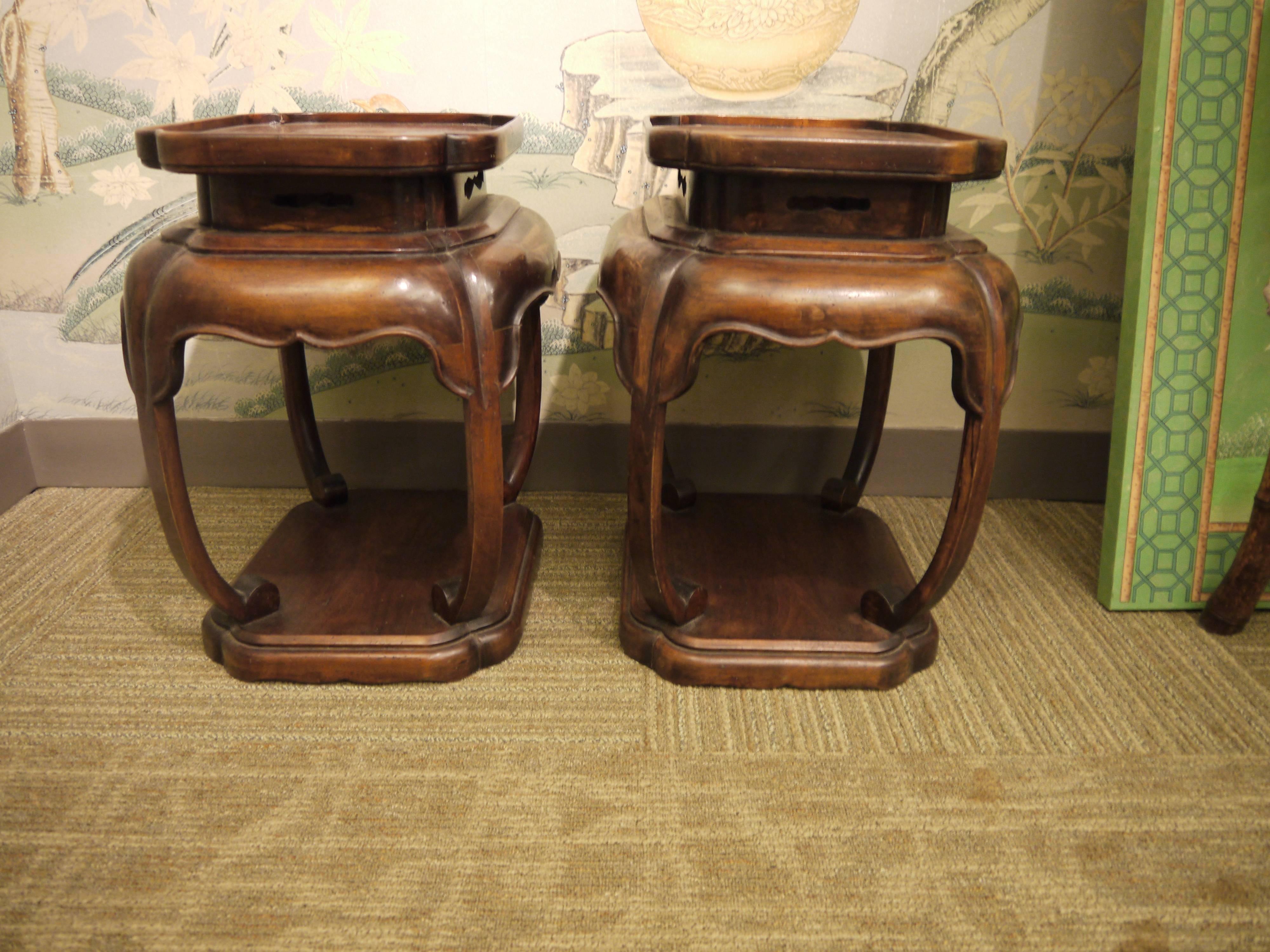 Pair of Mid-20th Century Wooden Side Tables 1