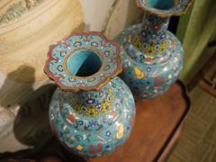 Pair of Peacock Blue Bottle Shaped Vases
