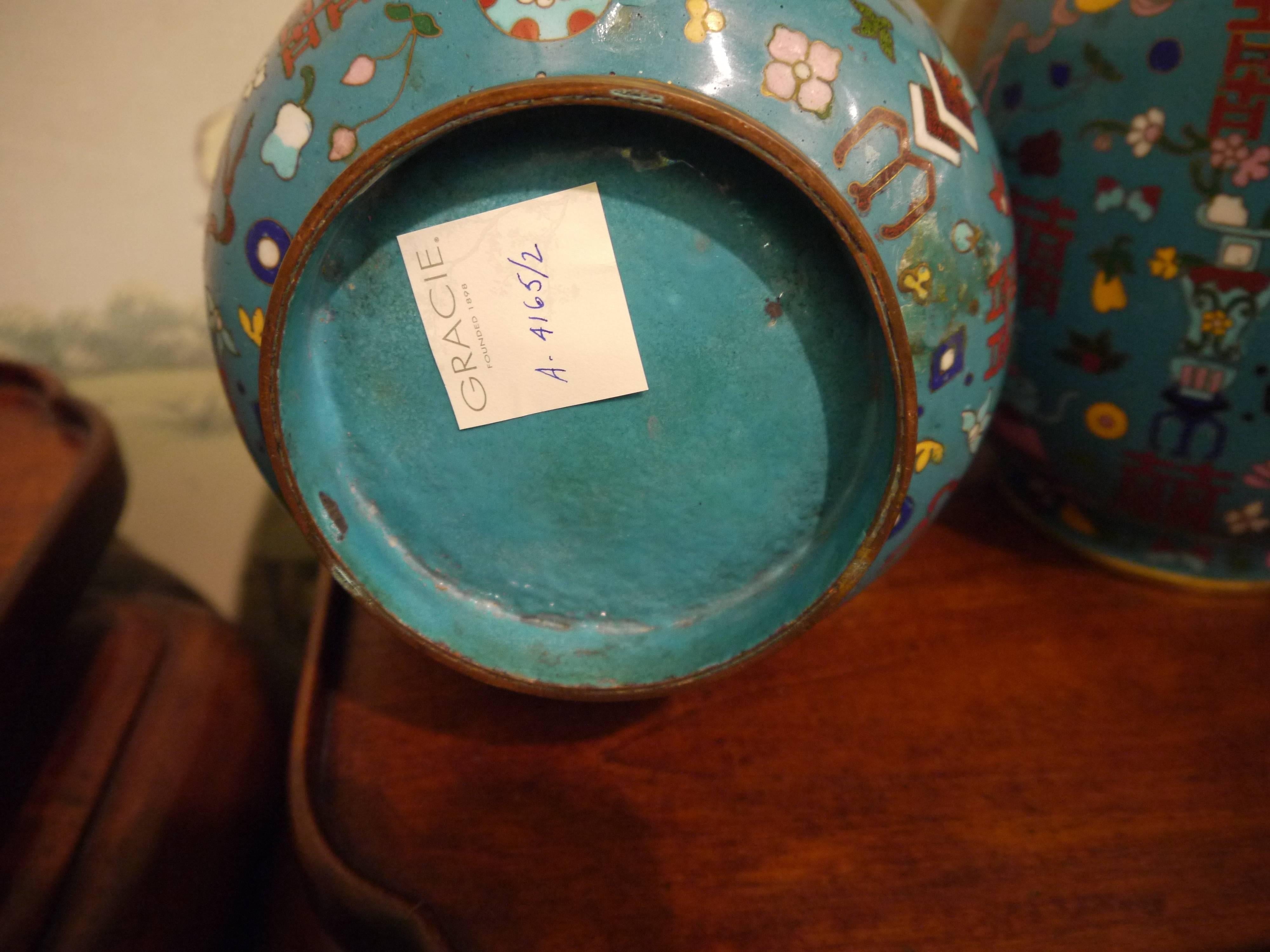 Pair of Peacock Blue Bottle Shaped Vases In Excellent Condition In New York, NY