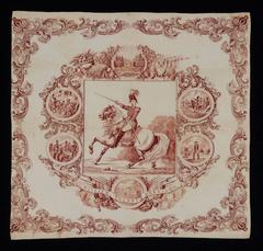 1840 Campaign Kerchief Featuring an Image of William Henry Harrison on Horseback