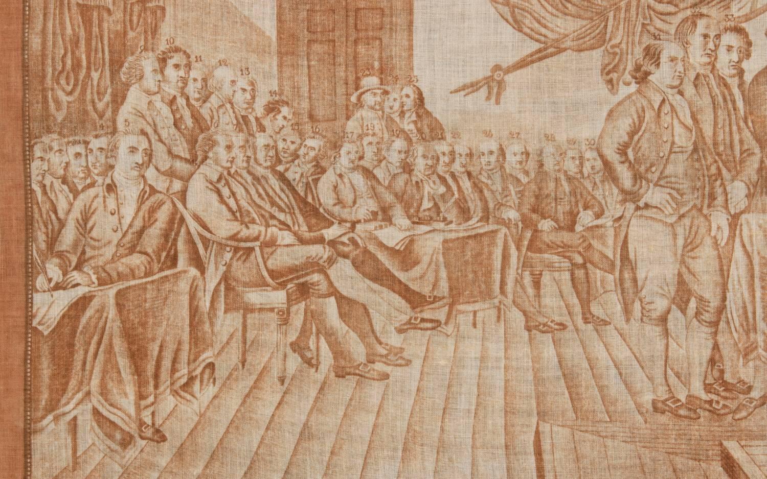 Rare 1826 Kerchief of The Signing of the Declaration of Independence  In Good Condition In York County, PA