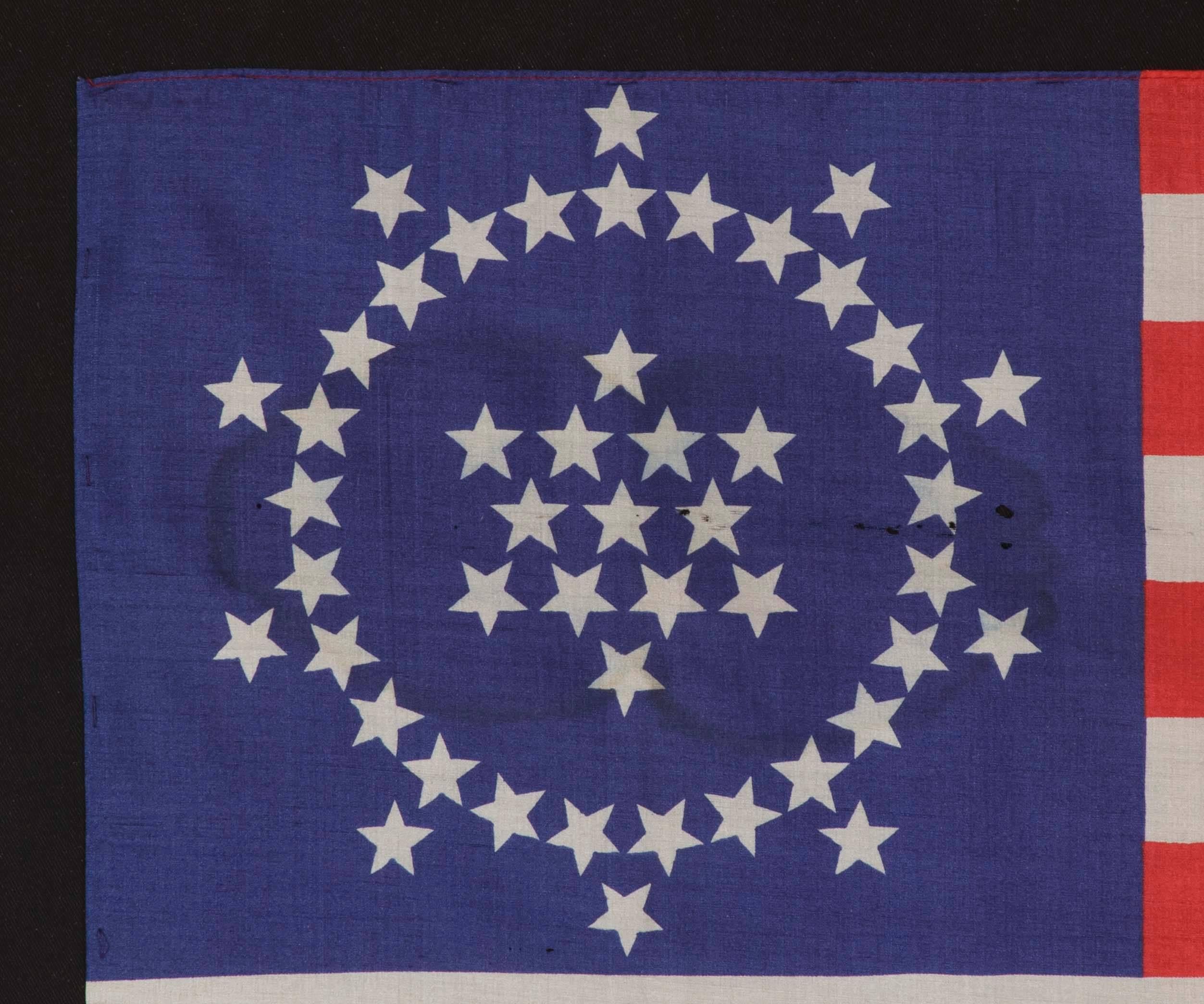 48 Stars, designed and commissioned by Wayne Whipple, 1909-1912, A rare and highly desired example:

 Many people are not aware that for the first 135 years of the existence of the American national flag, there was no official way to configure its