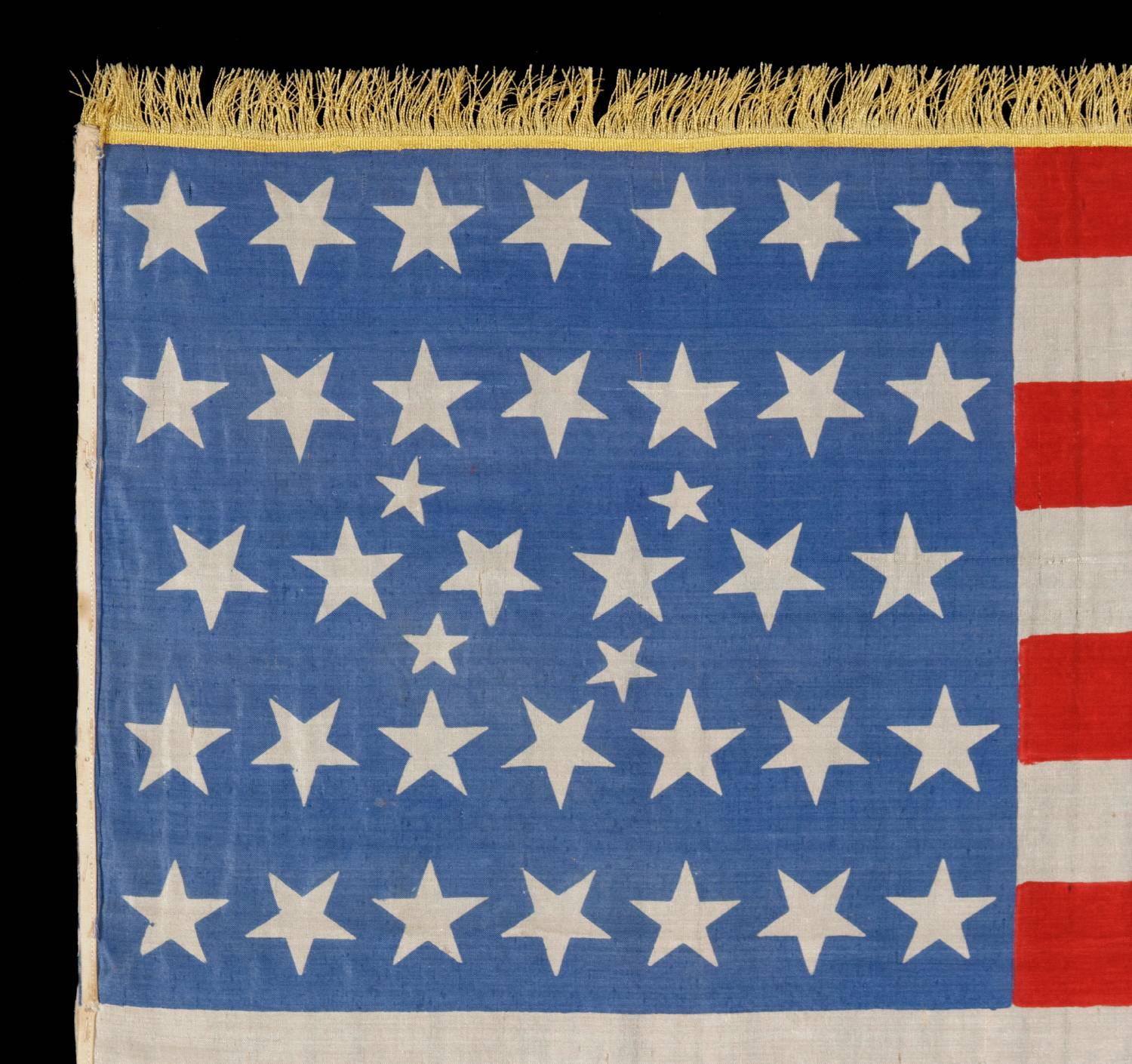 American 38 Star Flag with Stars in an Extremely Rare Lineal Configuration