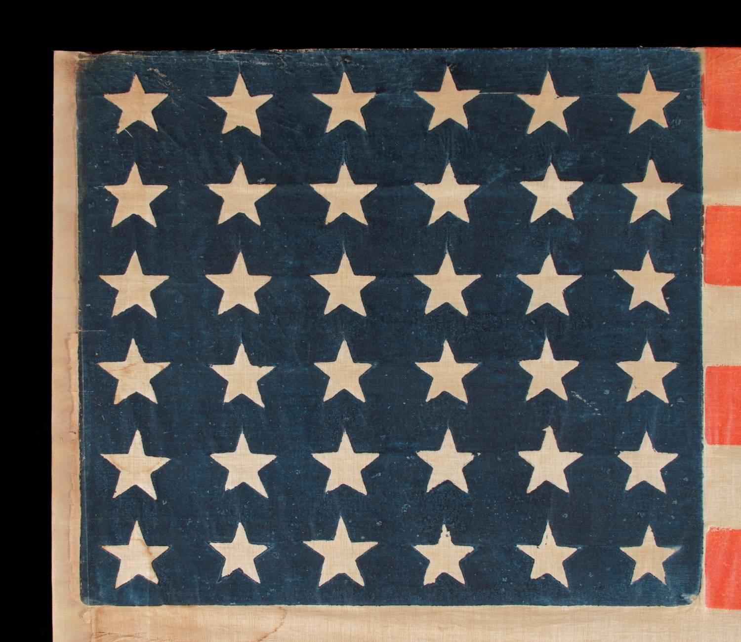 36 Star Antique American Parade Flag In Good Condition In York County, PA