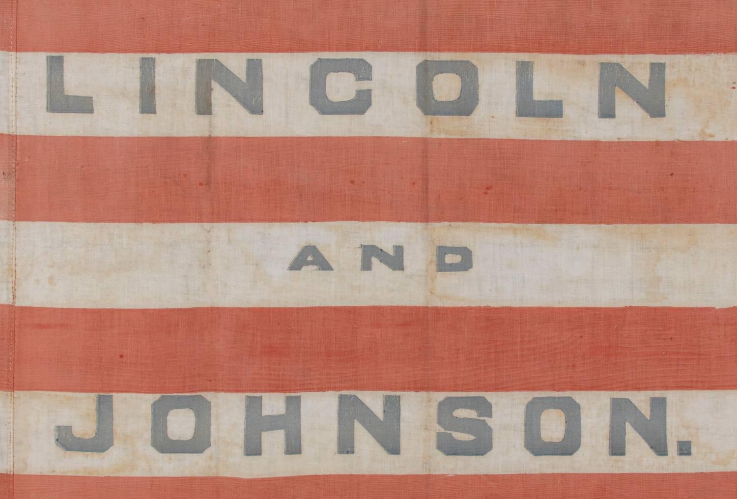 Mid-19th Century 35 Stars in a Notched Pattern on a Flag Made for the Lincoln & Johnson Campaign