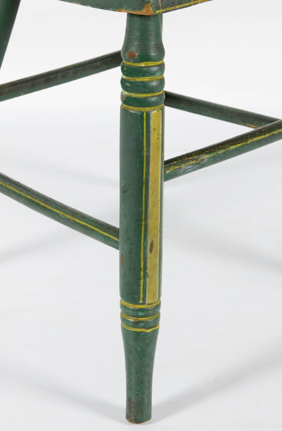 Set of Six, Green, Plant-Seated, Lyre Back, Pennsylvania Chairs In Fair Condition In York County, PA