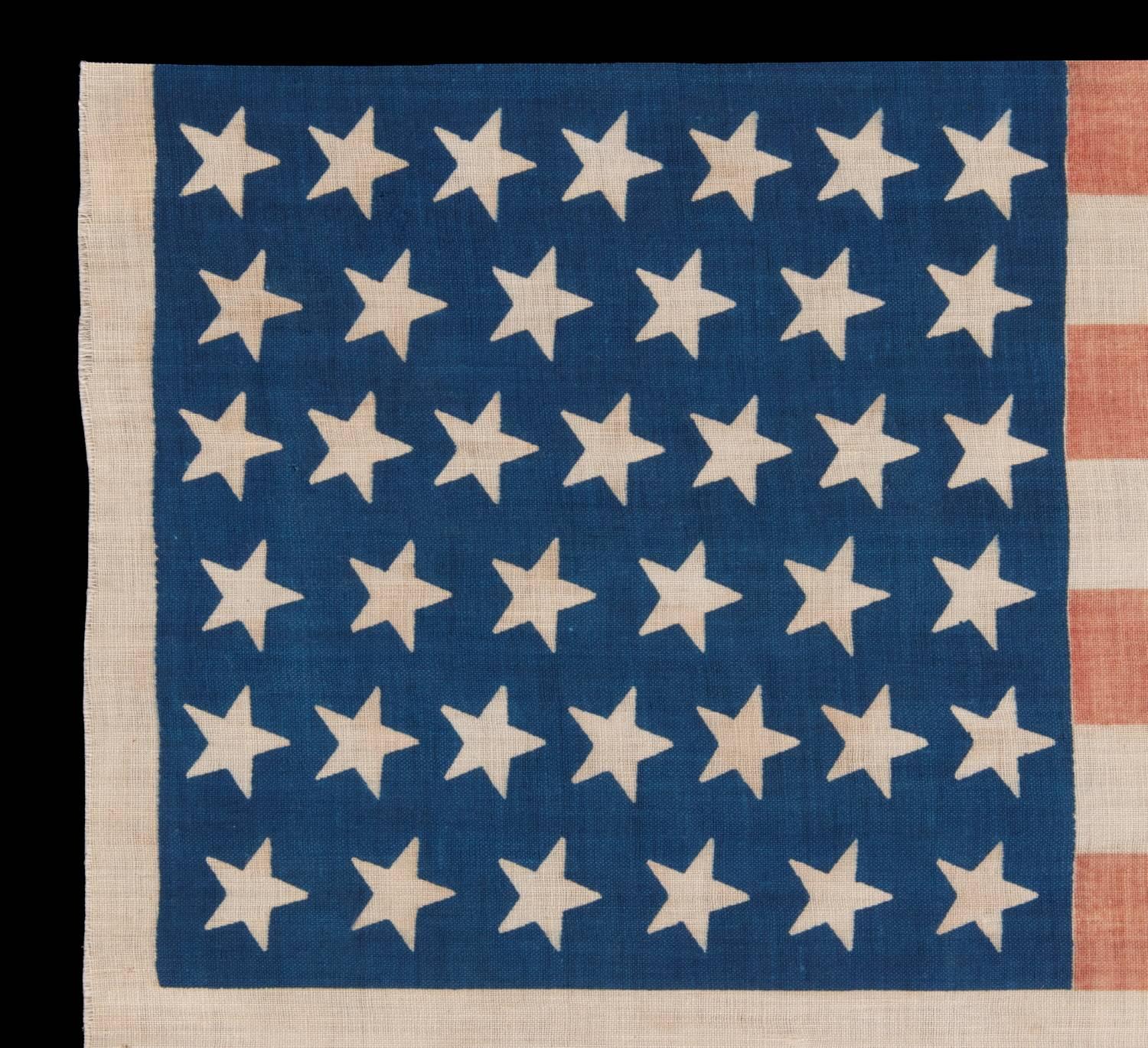 39 Tilted Stars on an Antique American Flag with Royal Blue Canton In Good Condition In York County, PA