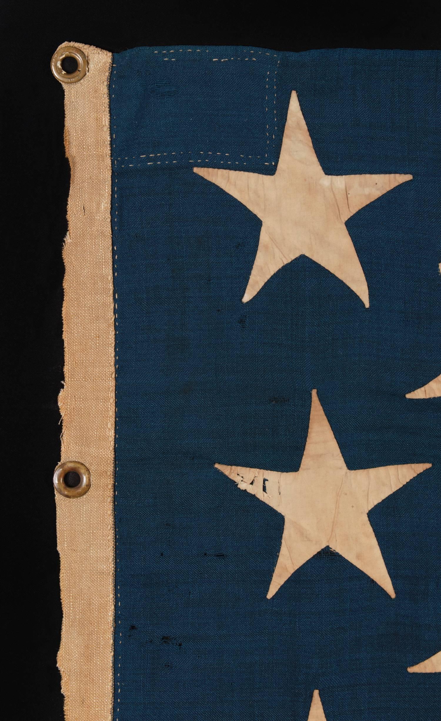 19th Century 13 Large and Strikingly Visual Stars on a U.S Navy Small Boat Ensign Flag