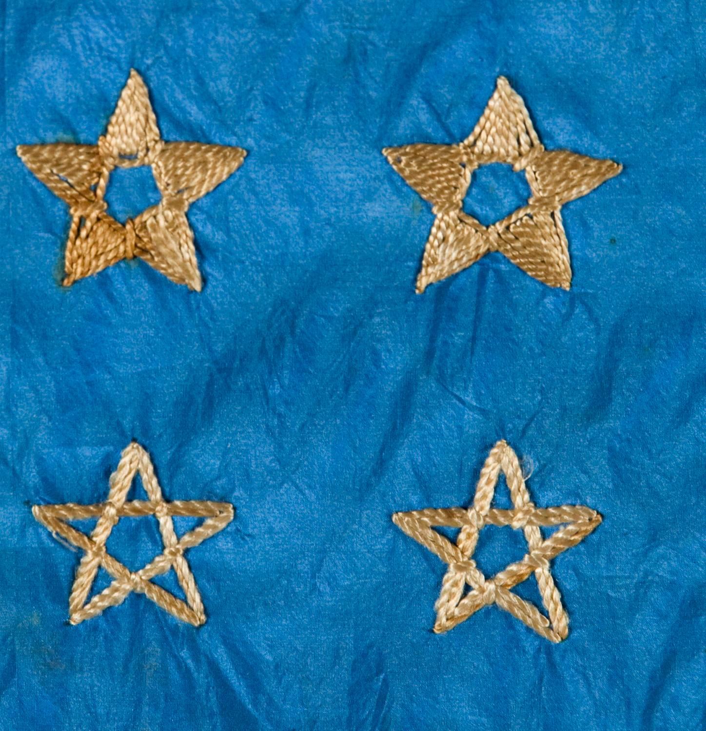 Late 19th Century 38 Star, Silk Flag with 12 Stripes and Three Different Styles of Stars