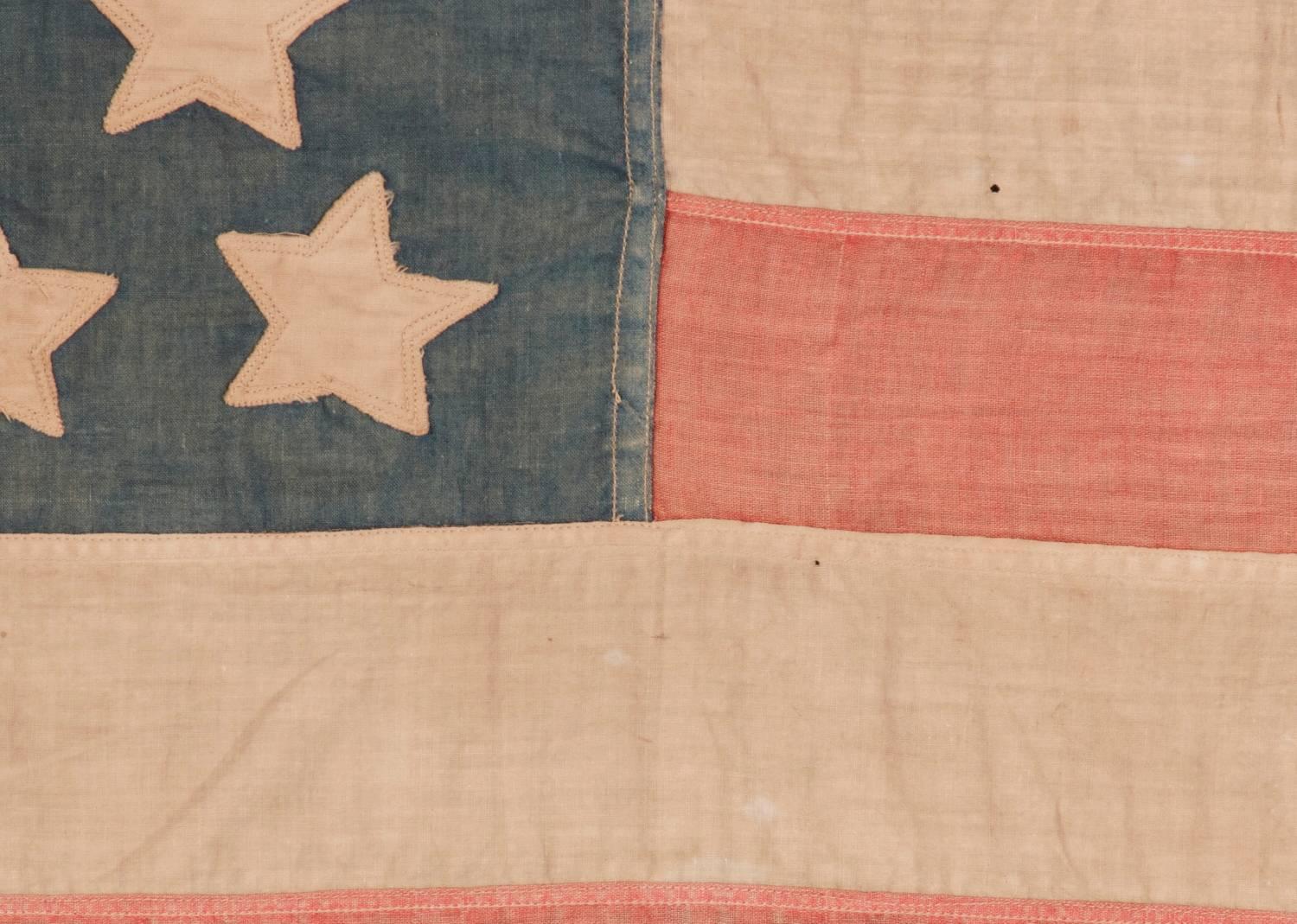 American 46 Stars on a Cotton Flag with Unusual Lineal Pattern of Stars